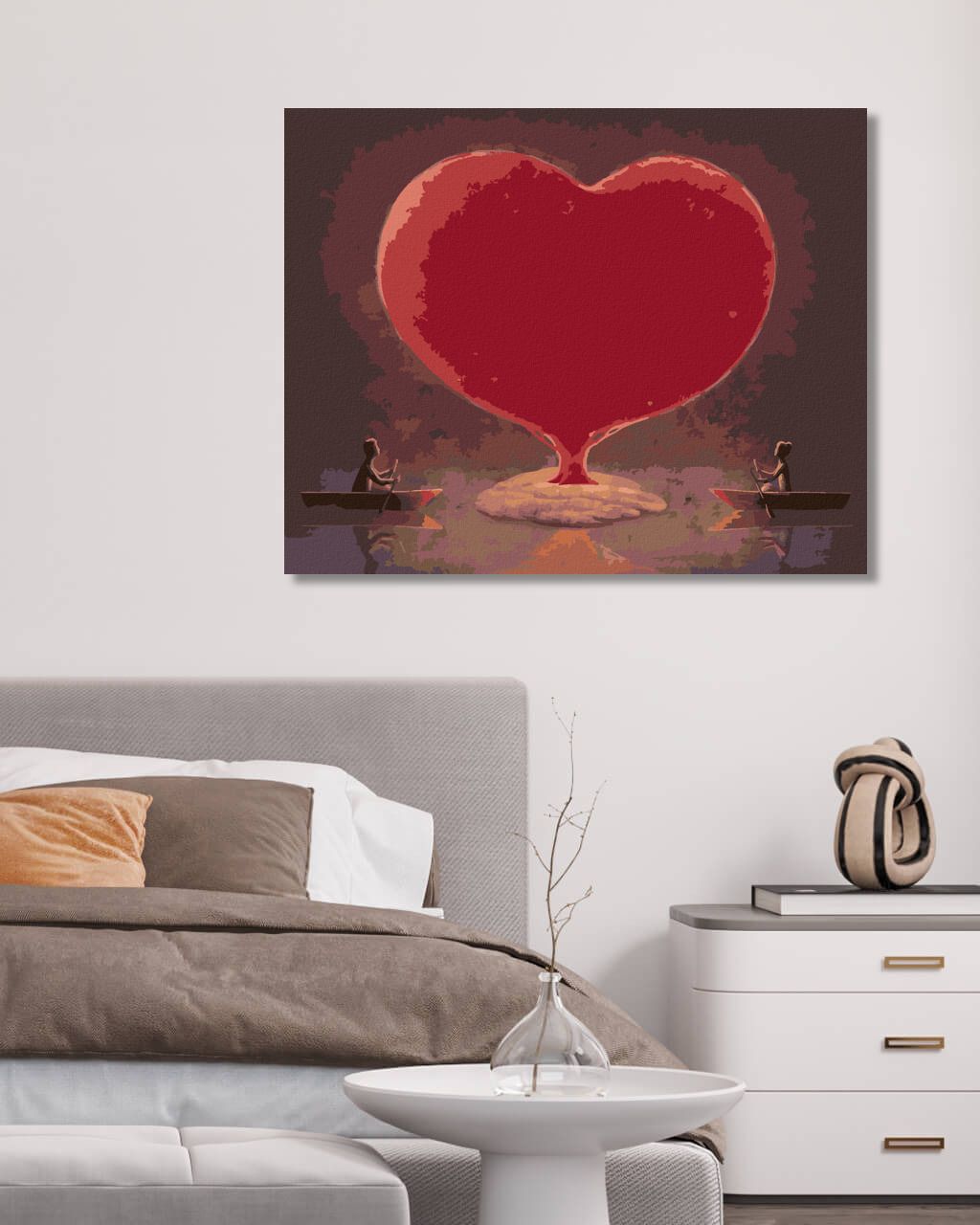 zuty Malování podle čísel - SRDCE A PÁR NA LOĎKÁCH - Rozměr: 40x50 cm, Rámování: Varianta: bez rámu a bez vypnutí plátna - obrázek 6