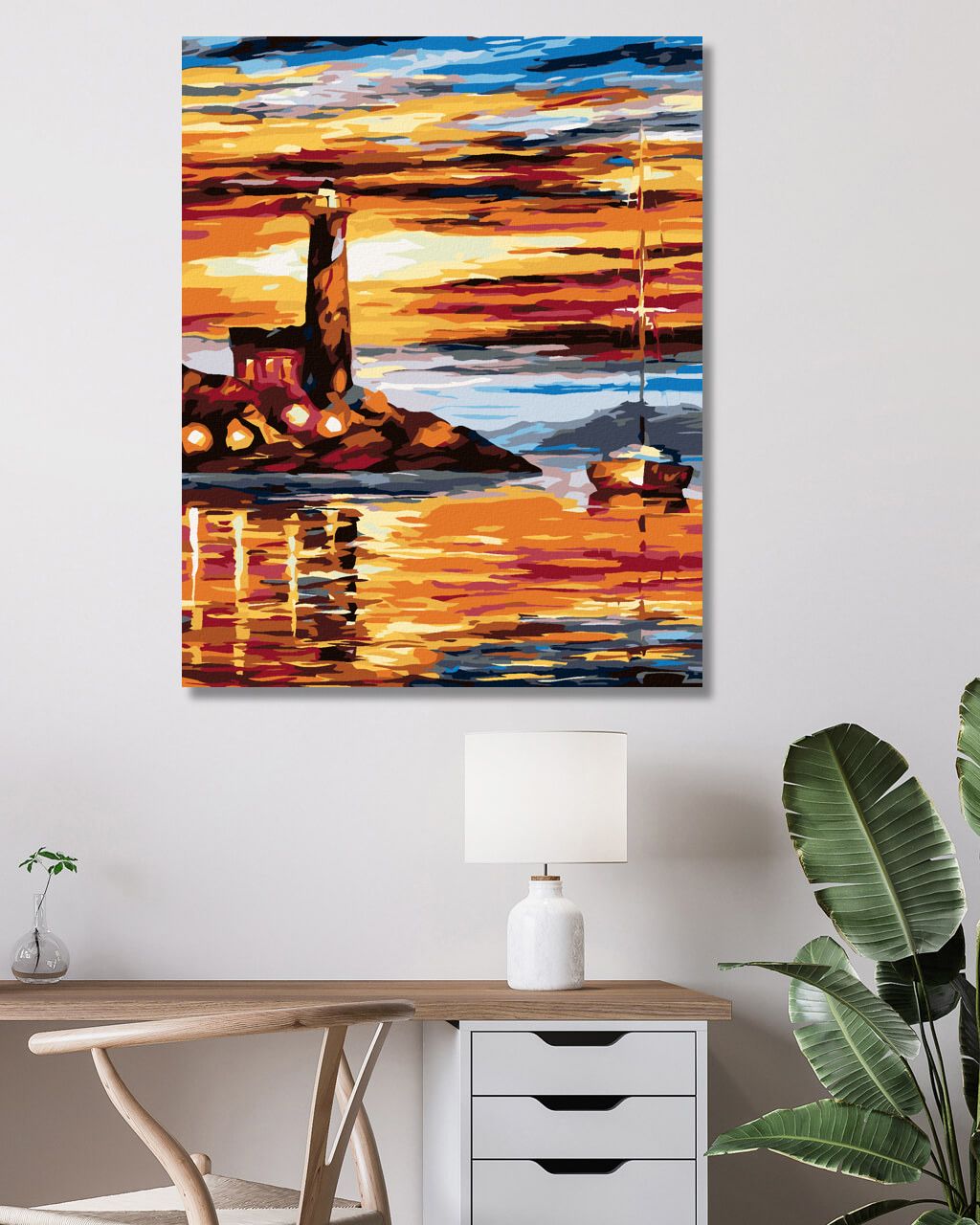 zuty Malování podle čísel - MAJÁK A PLACHETNICE - Rozměr: 40x50 cm, Rámování: Varianta: vypnuté plátno na rám - obrázek 3