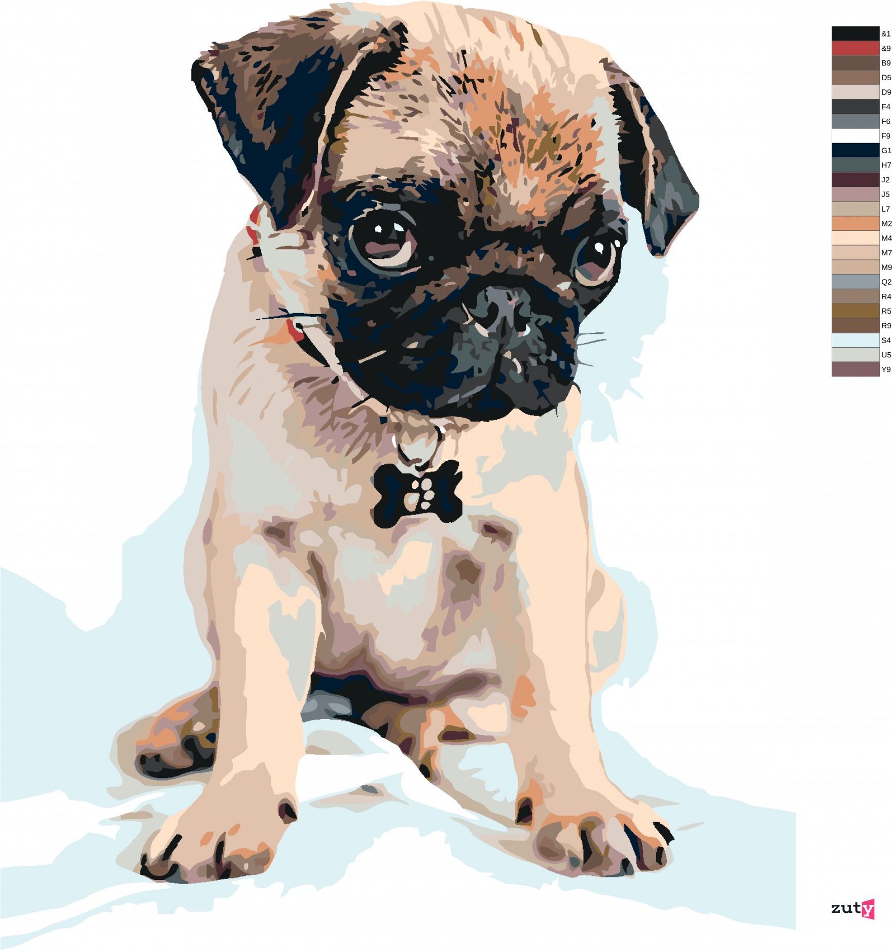 zuty Malování podle čísel - ROZTOMILÝ MOPSÍK - Rozměr: 40x50 cm, Rámování: Varianta: vypnuté plátno na rám - obrázek 10