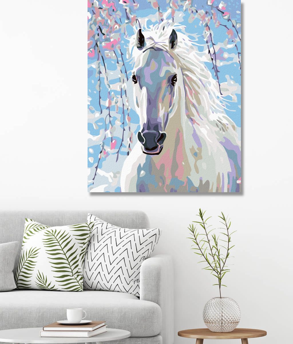 zuty Malování podle čísel - BÍLÝ KŮŇ - Rozměr: 40x50 cm, Rámování: Varianta: bez rámu a bez vypnutí plátna - obrázek 13