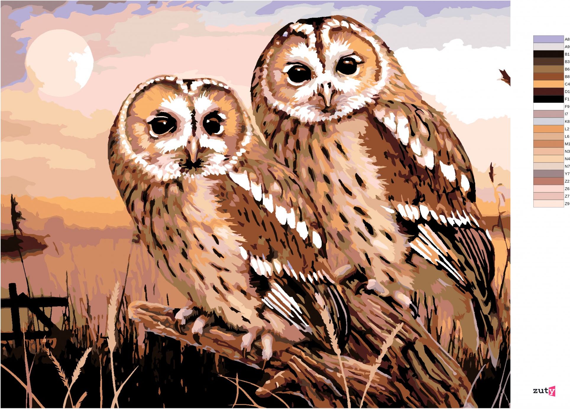 zuty Malování podle čísel - SOVY - PUŠTÍK OBECNÝ (HOWARD ROBINSON) - Rozměr: 40x50 cm, Rámování: Varianta: vypnuté plátno na rám - obrázek 7