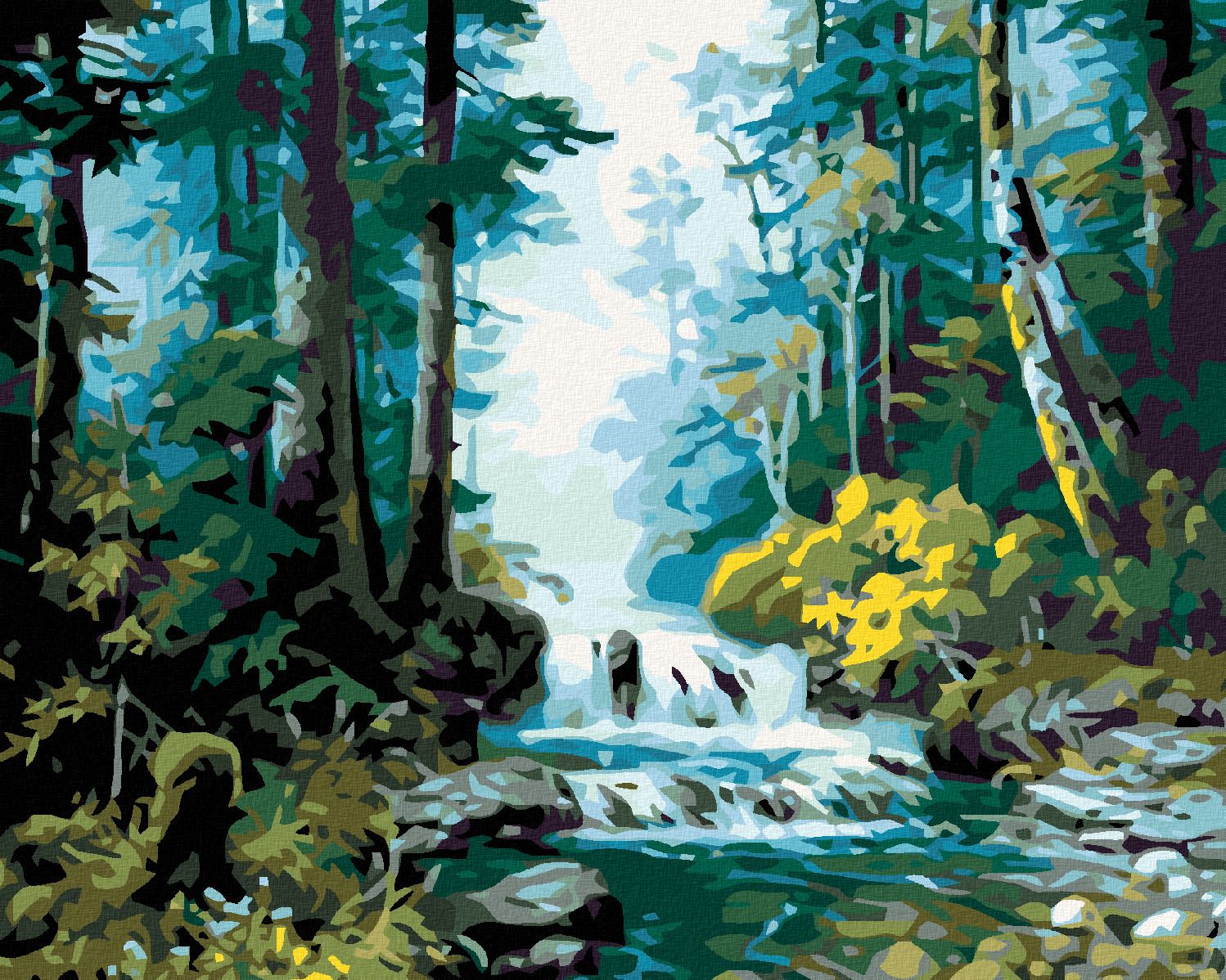 zuty Malování podle čísel - LESNÍ POTOK - Rozměr: 40x50 cm, Rámování: Varianta: vypnuté plátno na rám - obrázek 1