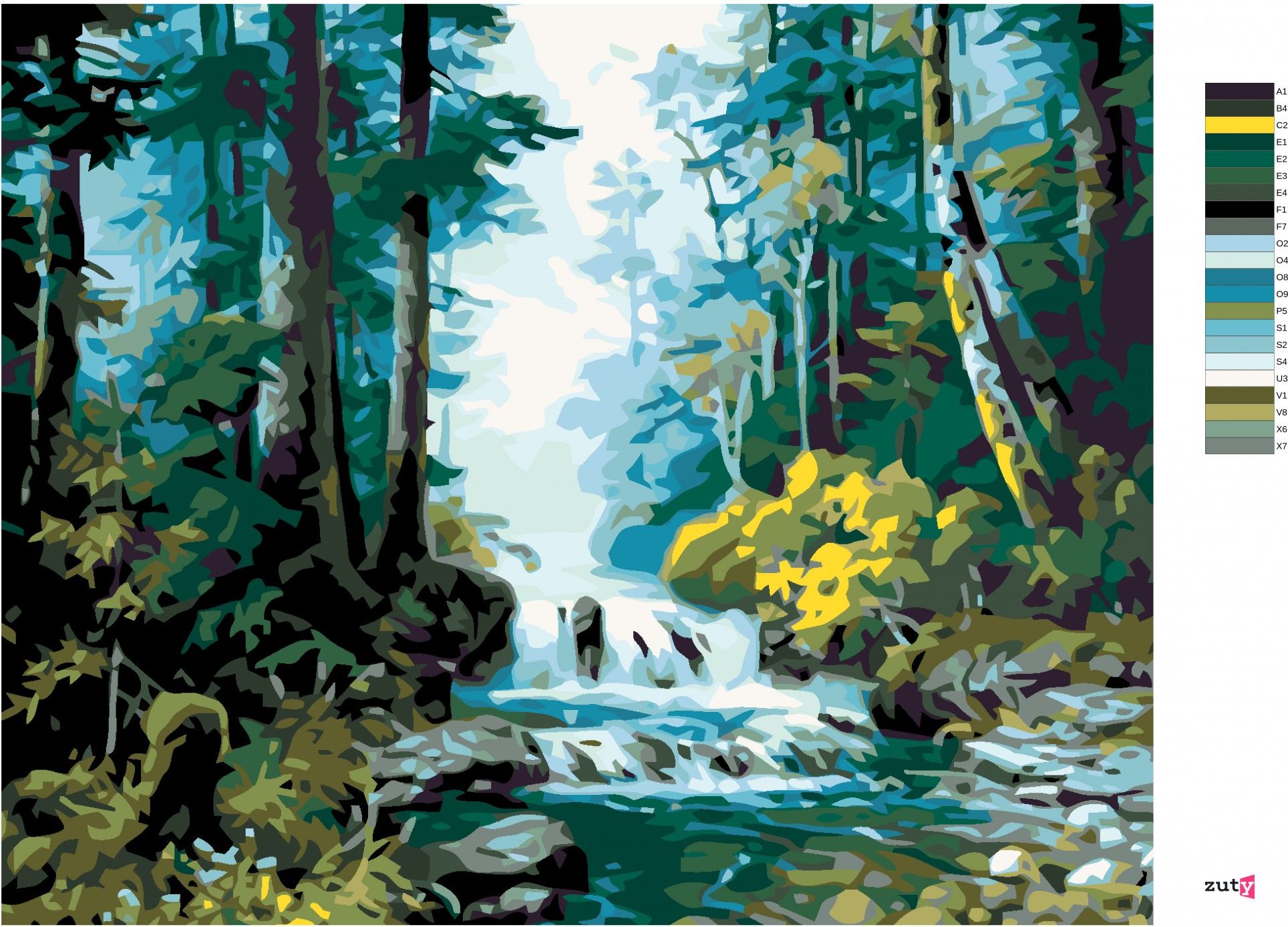 zuty Malování podle čísel - LESNÍ POTOK - Rozměr: 40x50 cm, Rámování: Varianta: vypnuté plátno na rám - obrázek 6