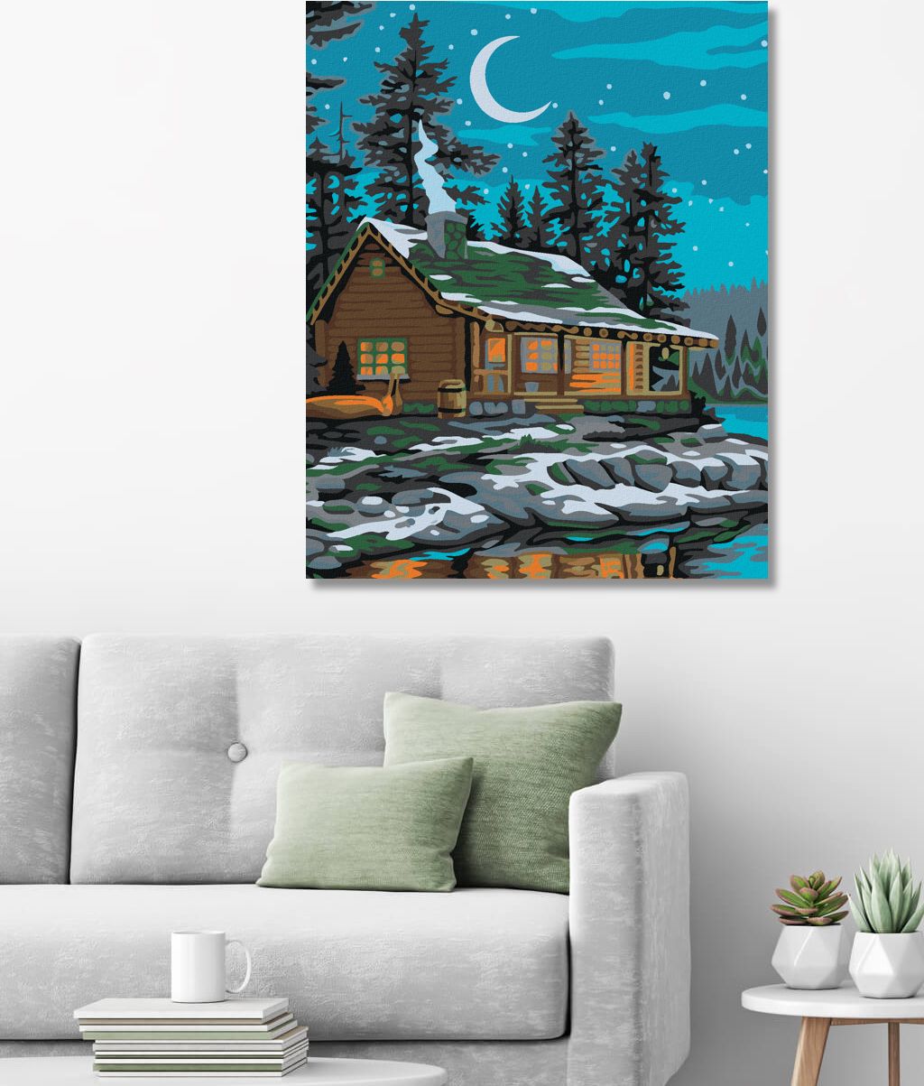 zuty Malování podle čísel - CHATA POD NOČNÍ OBLOHOU - Rozměr: 40x50 cm, Rámování: Varianta: vypnuté plátno na rám - obrázek 7