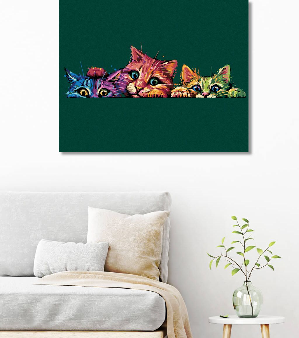 zuty Malování podle čísel - BAREVNÉ KOČKY - Rozměr: 40x50 cm, Rámování: Varianta: vypnuté plátno na rám - obrázek 4