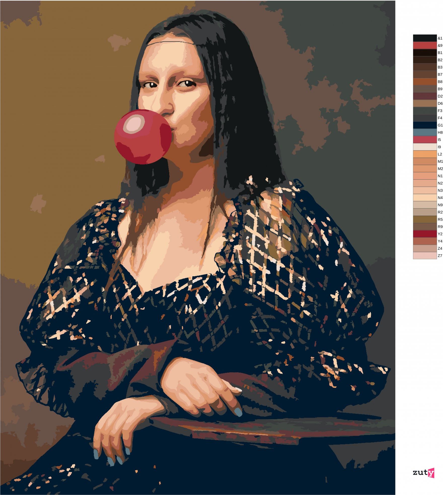 zuty Malování podle čísel - MONA LISA S BUBLINOU - Rozměr: 40x50 cm, Rámování: Varianta: vypnuté plátno na rám - obrázek 4