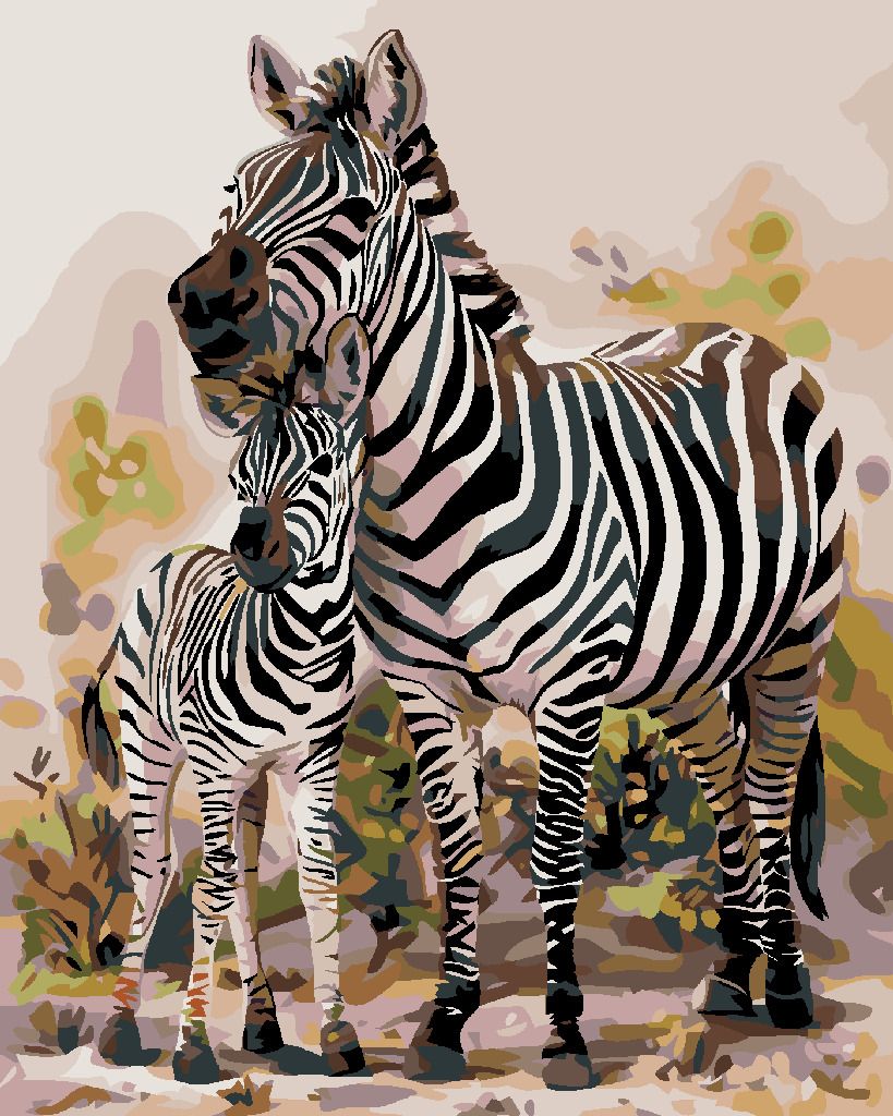 zuty Malování podle čísel - ZEBRA S MLÁDĚTEM - Rozměr: 40x50 cm, Rámování: Varianta: vypnuté plátno na rám - obrázek 9