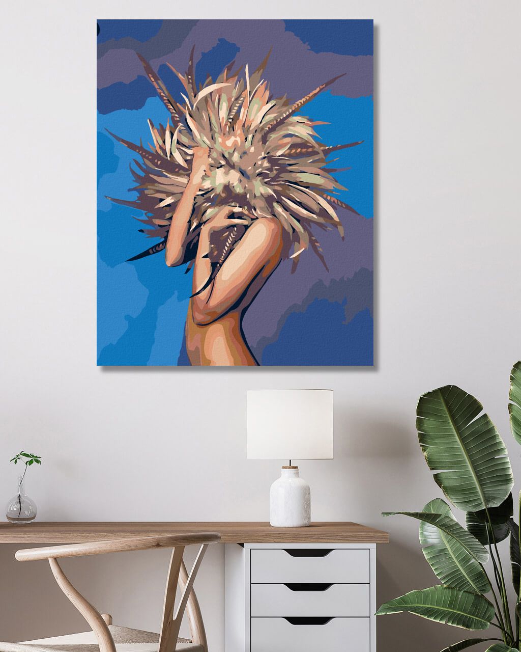 zuty Malování podle čísel - SCHOVANÁ ZA PEŘÍČKY - Rozměr: 40x50 cm, Rámování: Varianta: bez rámu a bez vypnutí plátna - obrázek 2