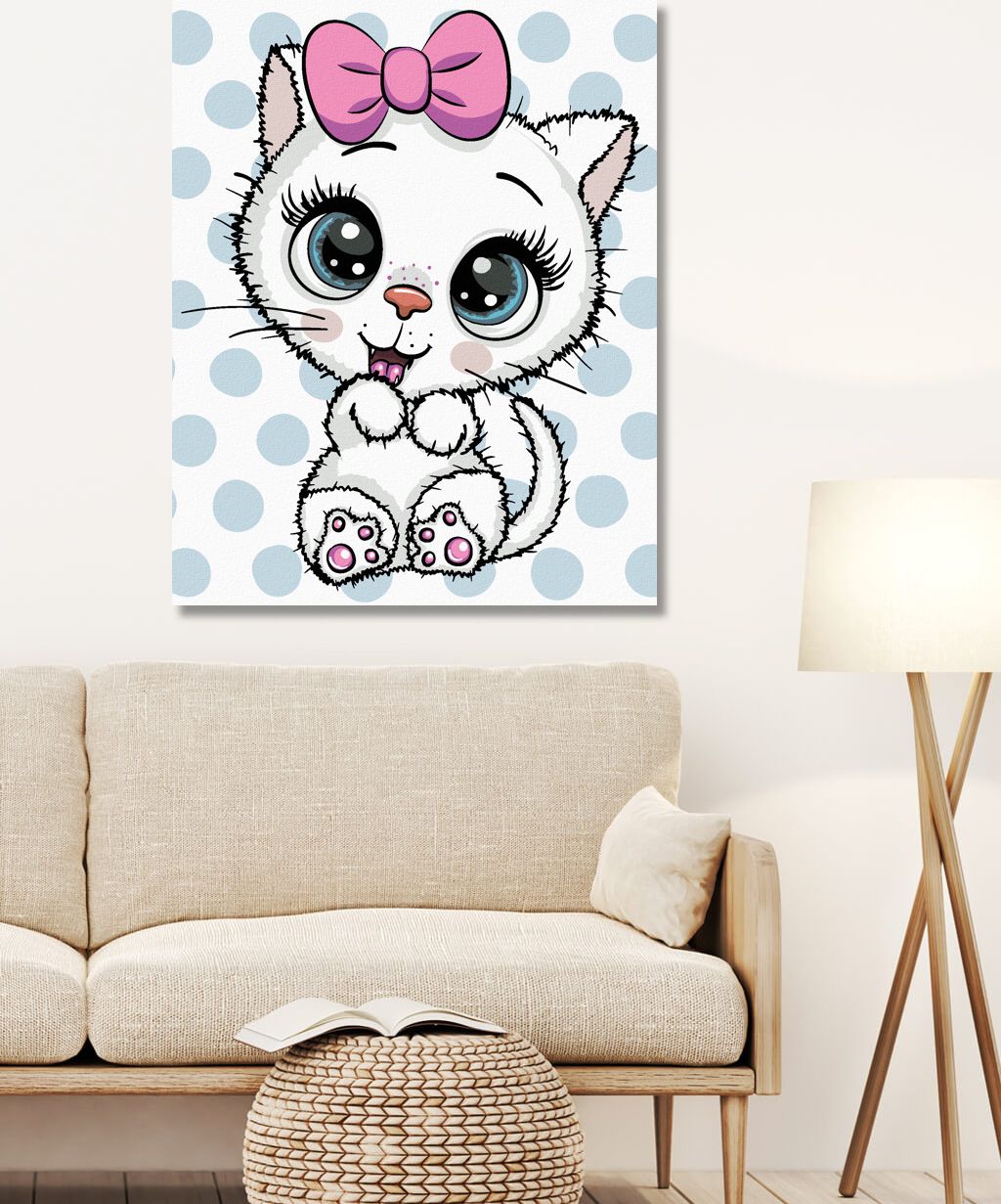 zuty Malování podle čísel - ROZTOMILÁ BÍLÁ KOČKA - Rozměr: 40x50 cm, Rámování: Varianta: vypnuté plátno na rám - obrázek 8