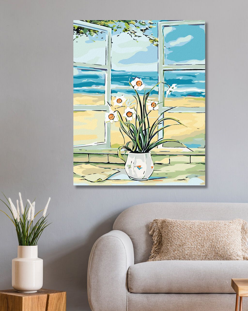 zuty Malování podle čísel - NARCIS V OKNĚ U PLÁŽE - Rozměr: 40x50 cm, Rámování: Varianta: bez rámu a bez vypnutí plátna - obrázek 8