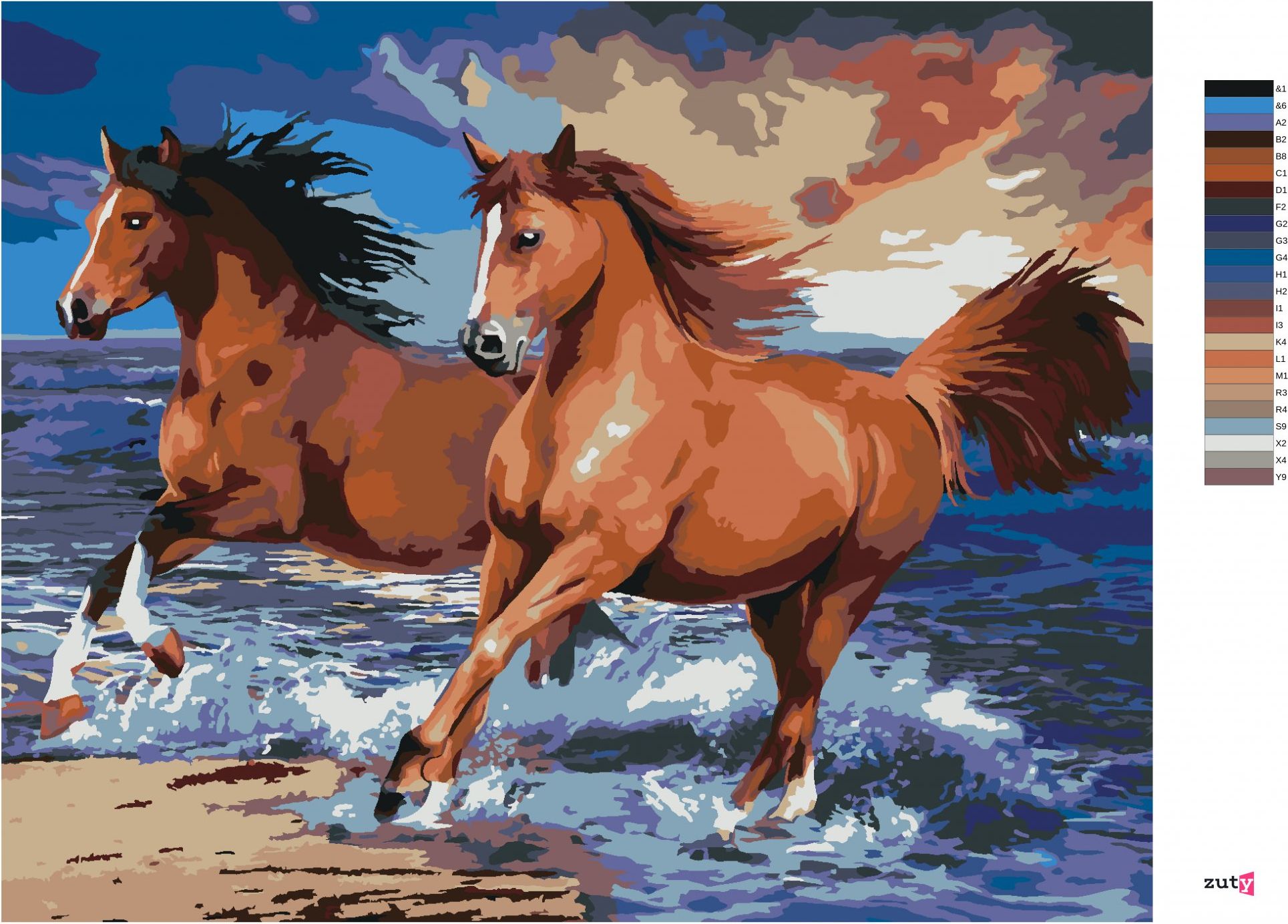 zuty Malování podle čísel - KONĚ NA PÍSEČNÉ PLÁŽI (HOWARD ROBINSON) - Rozměr: 40x50 cm, Rámování: Varianta: vypnuté plátno na rám - obrázek 7