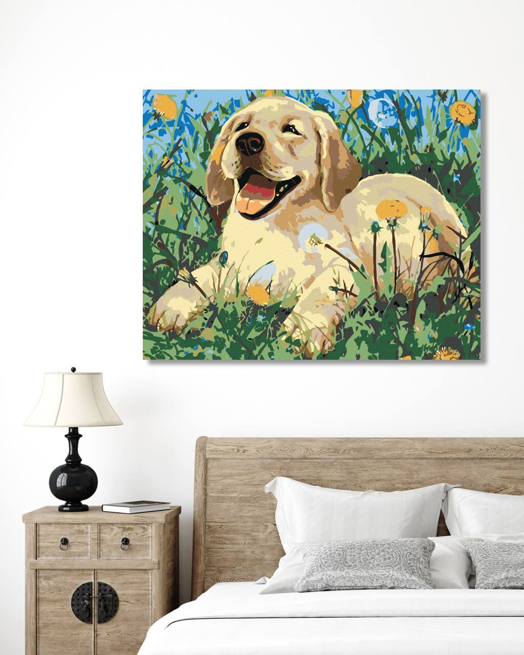 zuty Malování podle čísel - ŠTĚNĚ MEZI PAMPELIŠKAMI - Rozměr: 40x50 cm, Rámování: Varianta: bez rámu a bez vypnutí plátna - obrázek 2