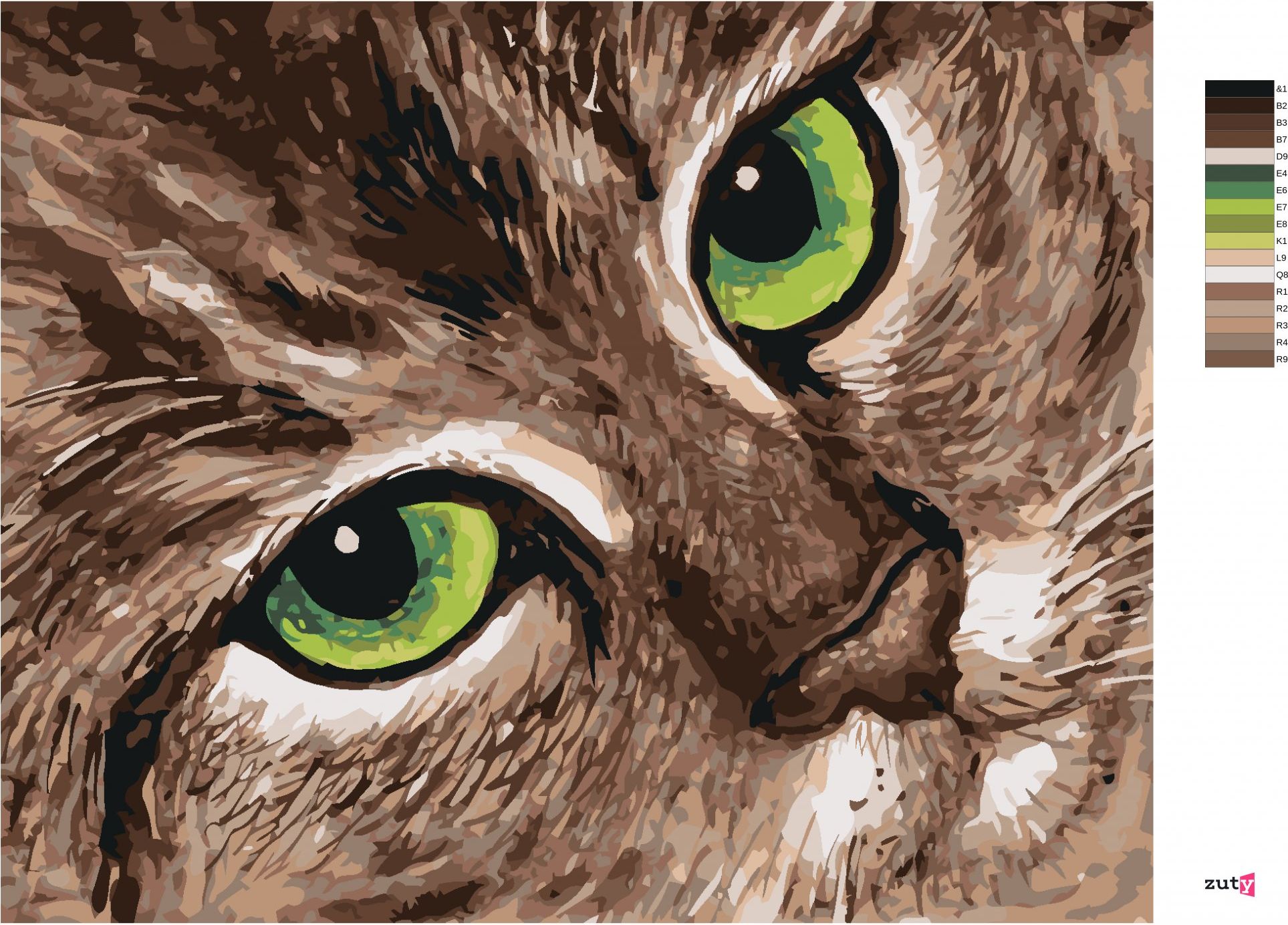 zuty Malování podle čísel - KOČKA A ZELENÉ OČI - Rozměr: 40x50 cm, Rámování: Varianta: vypnuté plátno na rám - obrázek 3
