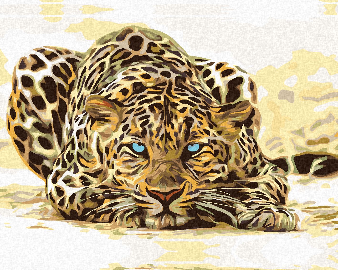 zuty Malování podle čísel - ČÍHAJÍCÍ LEOPARD - Rozměr: 40x50 cm, Rámování: Varianta: vypnuté plátno na rám - obrázek 1