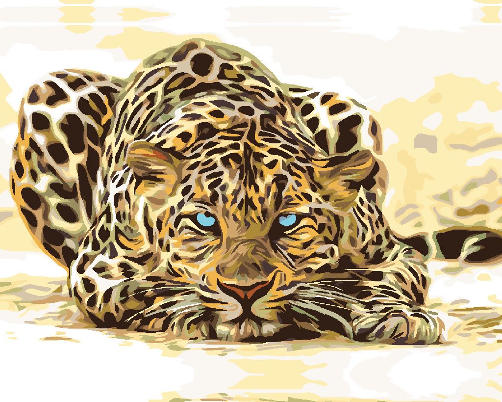 zuty Malování podle čísel - ČÍHAJÍCÍ LEOPARD - Rozměr: 40x50 cm, Rámování: Varianta: vypnuté plátno na rám - obrázek 4