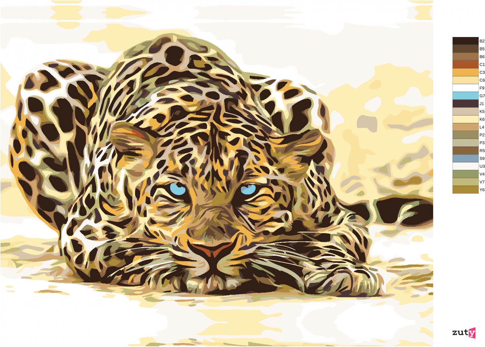 zuty Malování podle čísel - ČÍHAJÍCÍ LEOPARD - Rozměr: 40x50 cm, Rámování: Varianta: vypnuté plátno na rám - obrázek 5