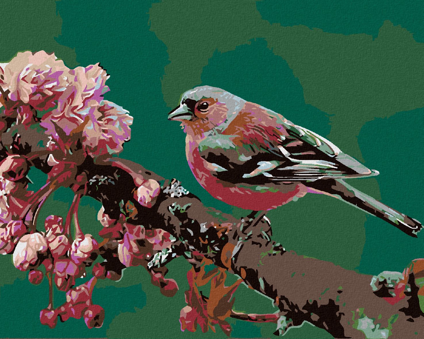 zuty Malování podle čísel - KVETOUCÍ SAKURA A RŮŽOVÝ PTÁČEK - Rozměr: 40x50 cm, Rámování: Varianta: vypnuté plátno na rám - obrázek 1