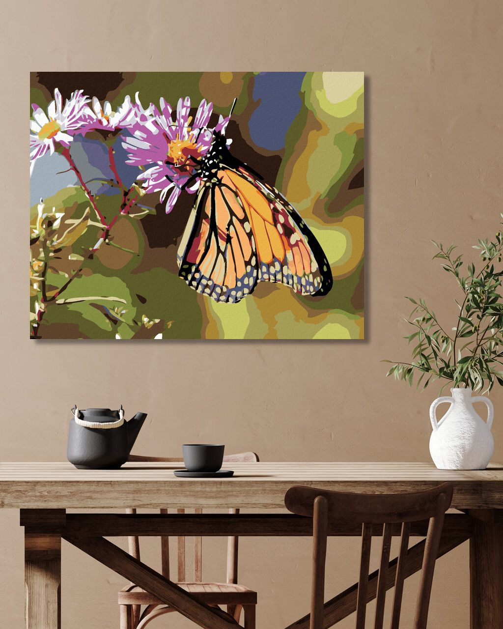 zuty Malování podle čísel - MOTÝL A KVETOUCÍ KVĚTINY - Rozměr: 40x50 cm, Rámování: Varianta: bez rámu a bez vypnutí plátna - obrázek 9