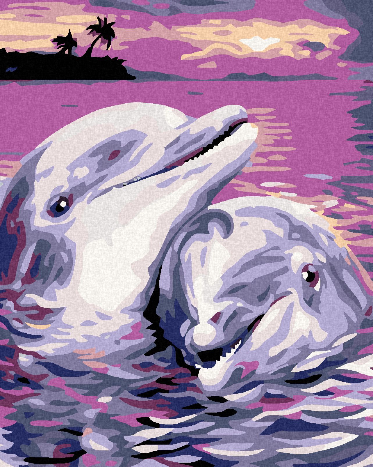 zuty Malování podle čísel - DELFÍNI - Rozměr: 40x50 cm, Rámování: Varianta: bez rámu a bez vypnutí plátna - obrázek 1