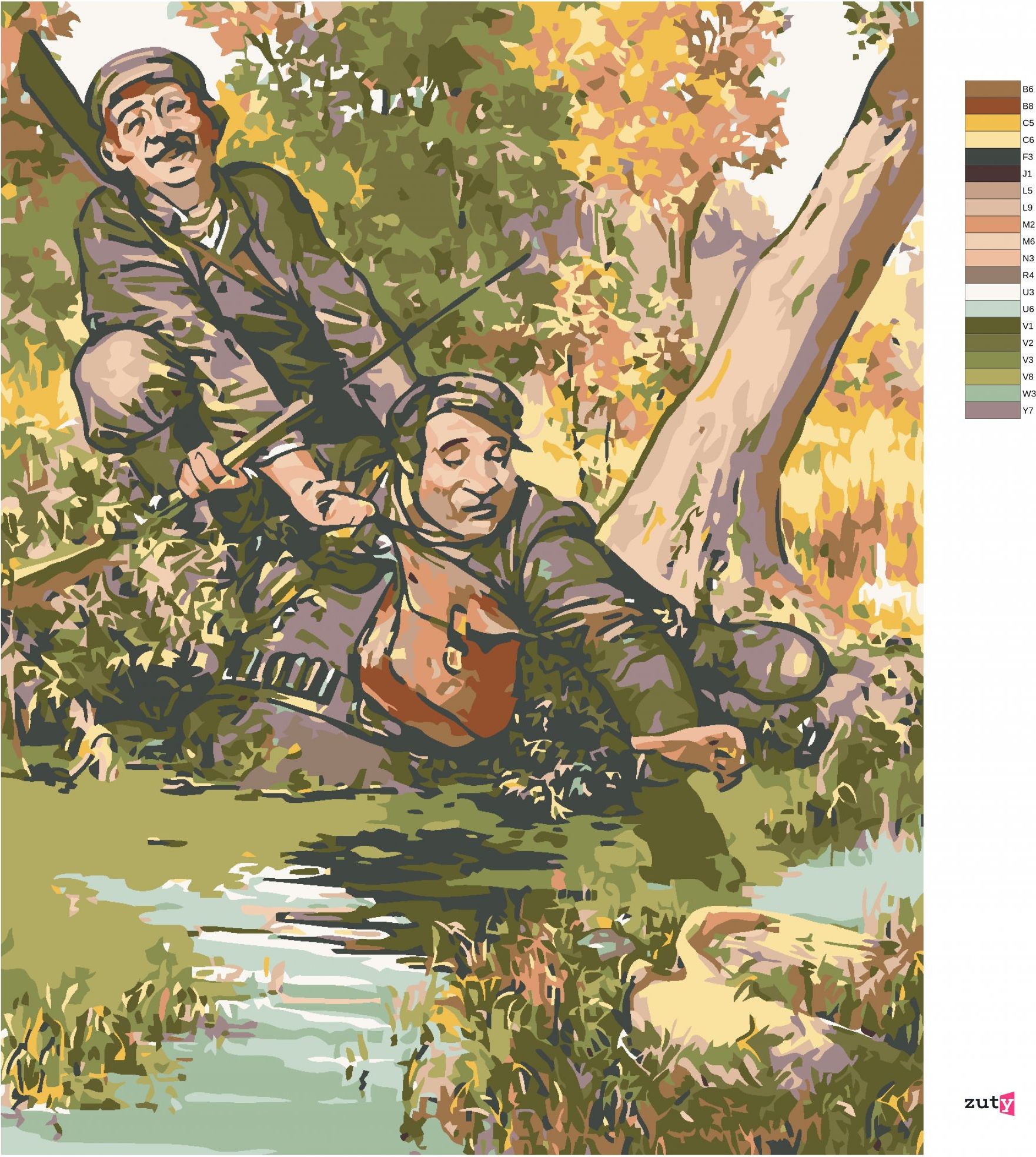 zuty Malování podle čísel - MYSLIVCI NA LOVU - Rozměr: 40x50 cm, Rámování: Varianta: vypnuté plátno na rám - obrázek 7