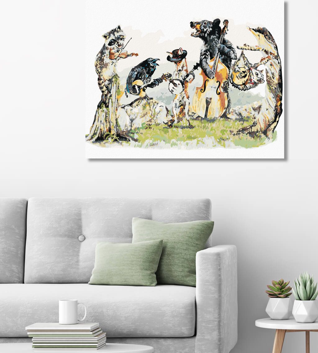 zuty Malování podle čísel - ZVÍŘATA A HUDEBNÍ NÁSTROJE (HOLLY SIMENTAL) - Rozměr: 40x50 cm, Rámování: Varianta: vypnuté plátno na rám - obrázek 6