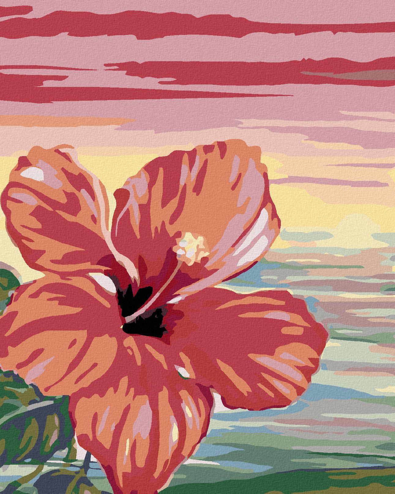 zuty Malování podle čísel - RŮŽOVÝ IBIŠEK - Rozměr: 40x50 cm, Rámování: Varianta: bez rámu a bez vypnutí plátna - obrázek 1
