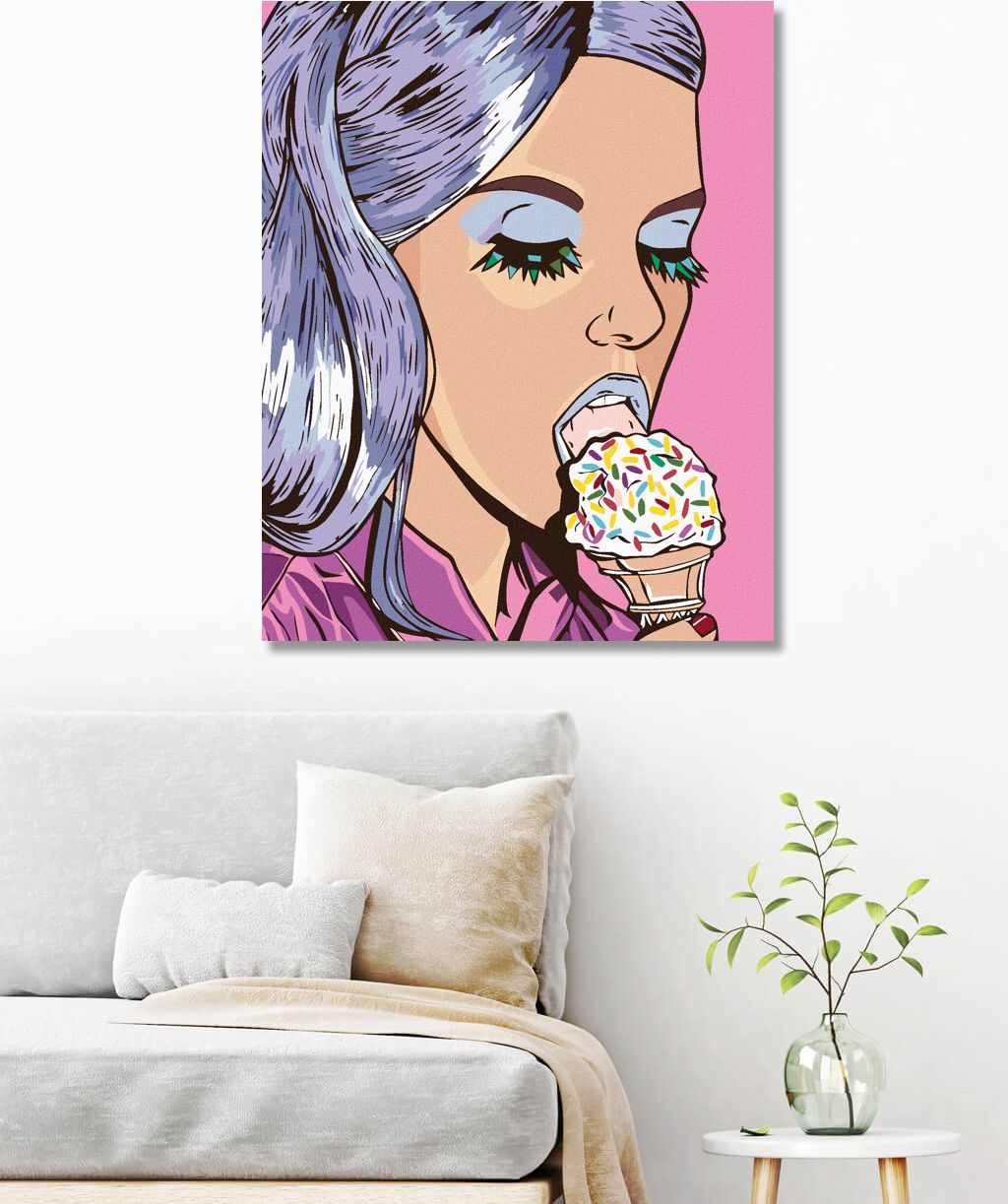 zuty Malování podle čísel - ŽENA SE ZMRZLINOU - Rozměr: 40x50 cm, Rámování: Varianta: bez rámu a bez vypnutí plátna - obrázek 6