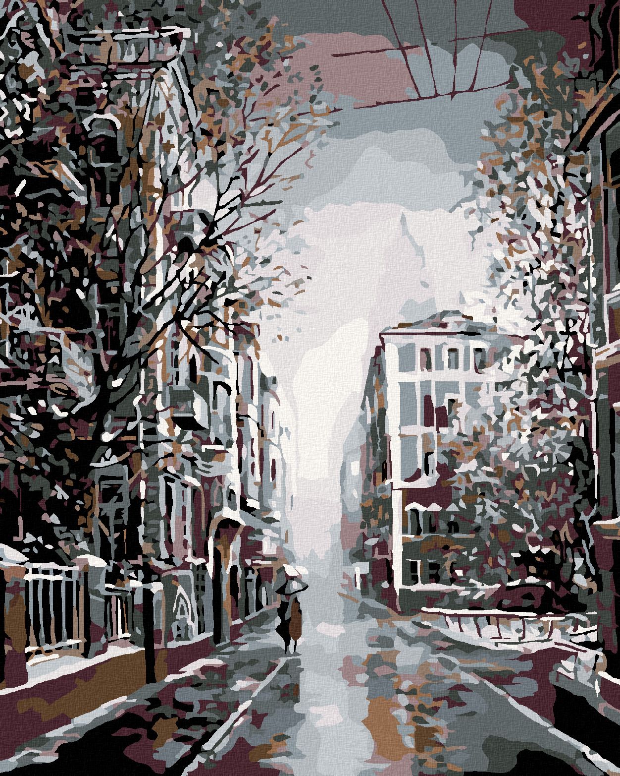 zuty Malování podle čísel - PROCHÁZKA PODVEČERNÍ ULICÍ - Rozměr: 40x50 cm, Rámování: Varianta: bez rámu a bez vypnutí plátna - obrázek 1