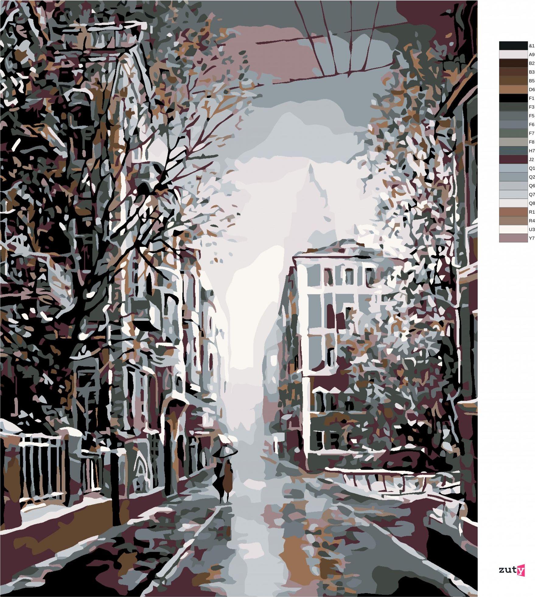 zuty Malování podle čísel - PROCHÁZKA PODVEČERNÍ ULICÍ - Rozměr: 40x50 cm, Rámování: Varianta: vypnuté plátno na rám - obrázek 4