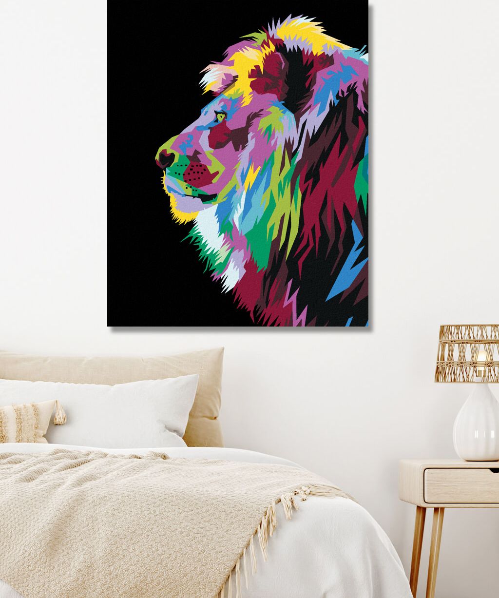 zuty Malování podle čísel - BAREVNÝ LEV FOCENÝ Z BOKU - Rozměr: 40x50 cm, Rámování: Varianta: vypnuté plátno na rám - obrázek 10