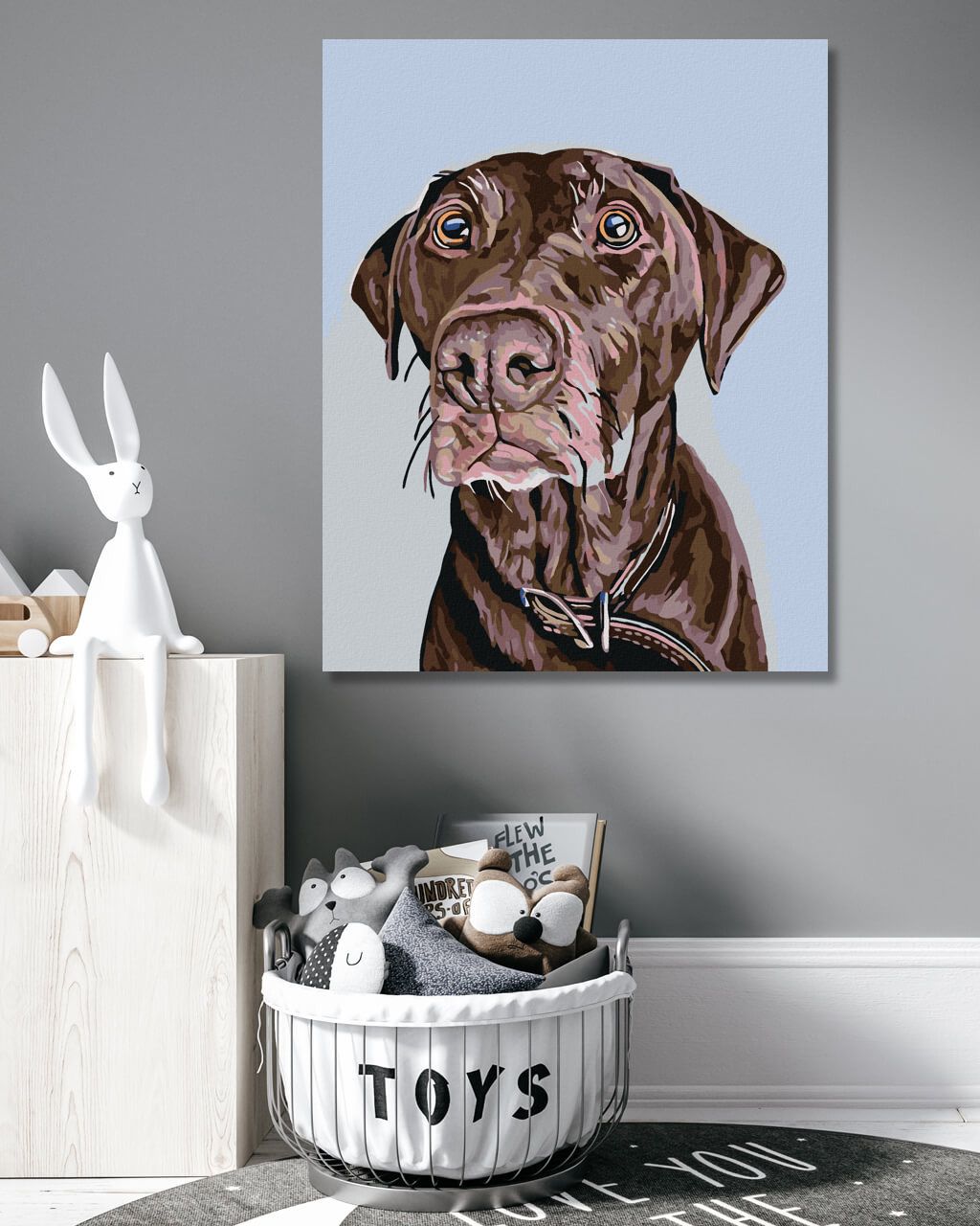 zuty Malování podle čísel - HNĚDÝ PES S HNĚDÝM OBOJKEM - Rozměr: 40x50 cm, Rámování: Varianta: bez rámu a bez vypnutí plátna - obrázek 2
