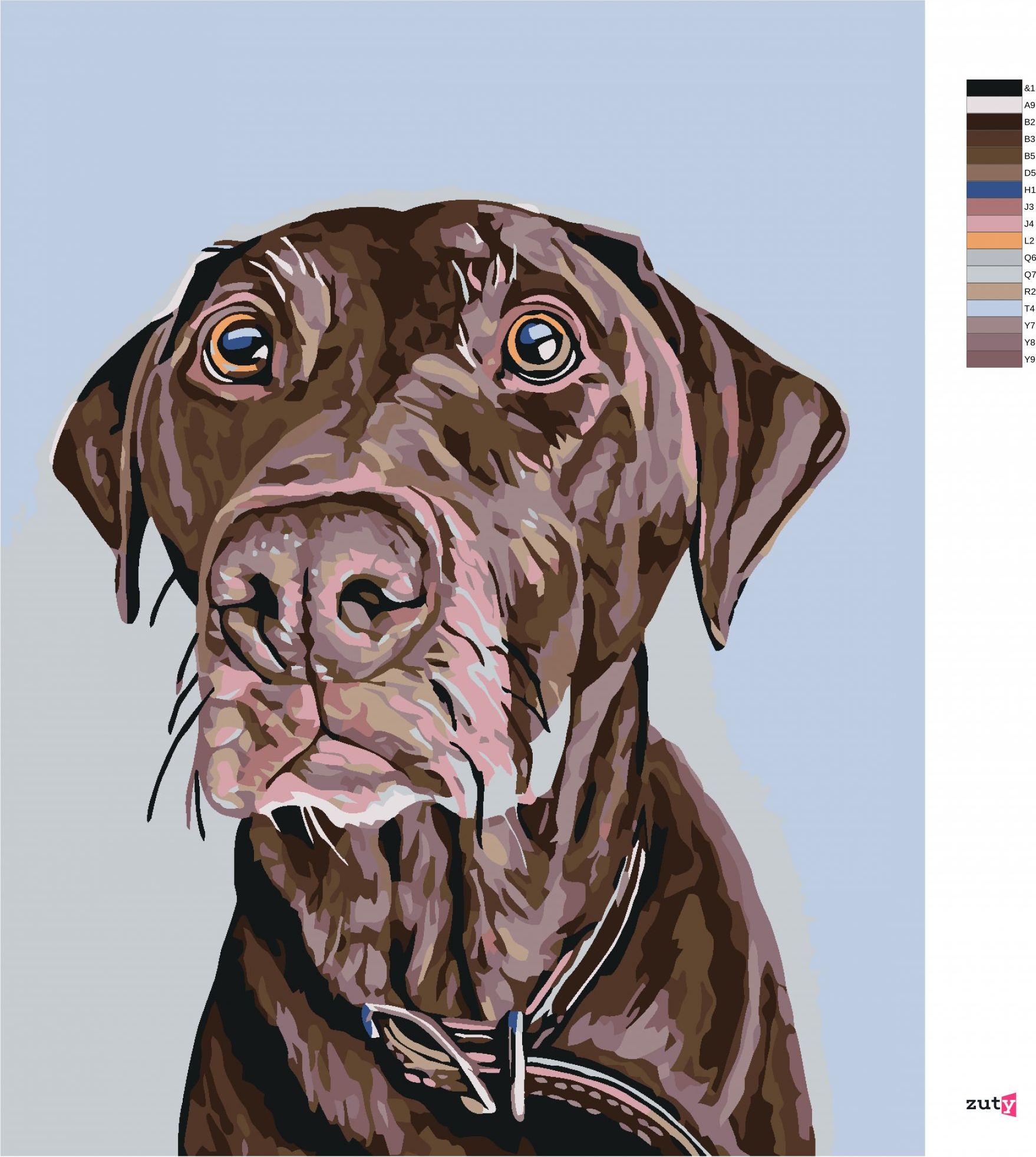 zuty Malování podle čísel - HNĚDÝ PES S HNĚDÝM OBOJKEM - Rozměr: 40x50 cm, Rámování: Varianta: bez rámu a bez vypnutí plátna - obrázek 9