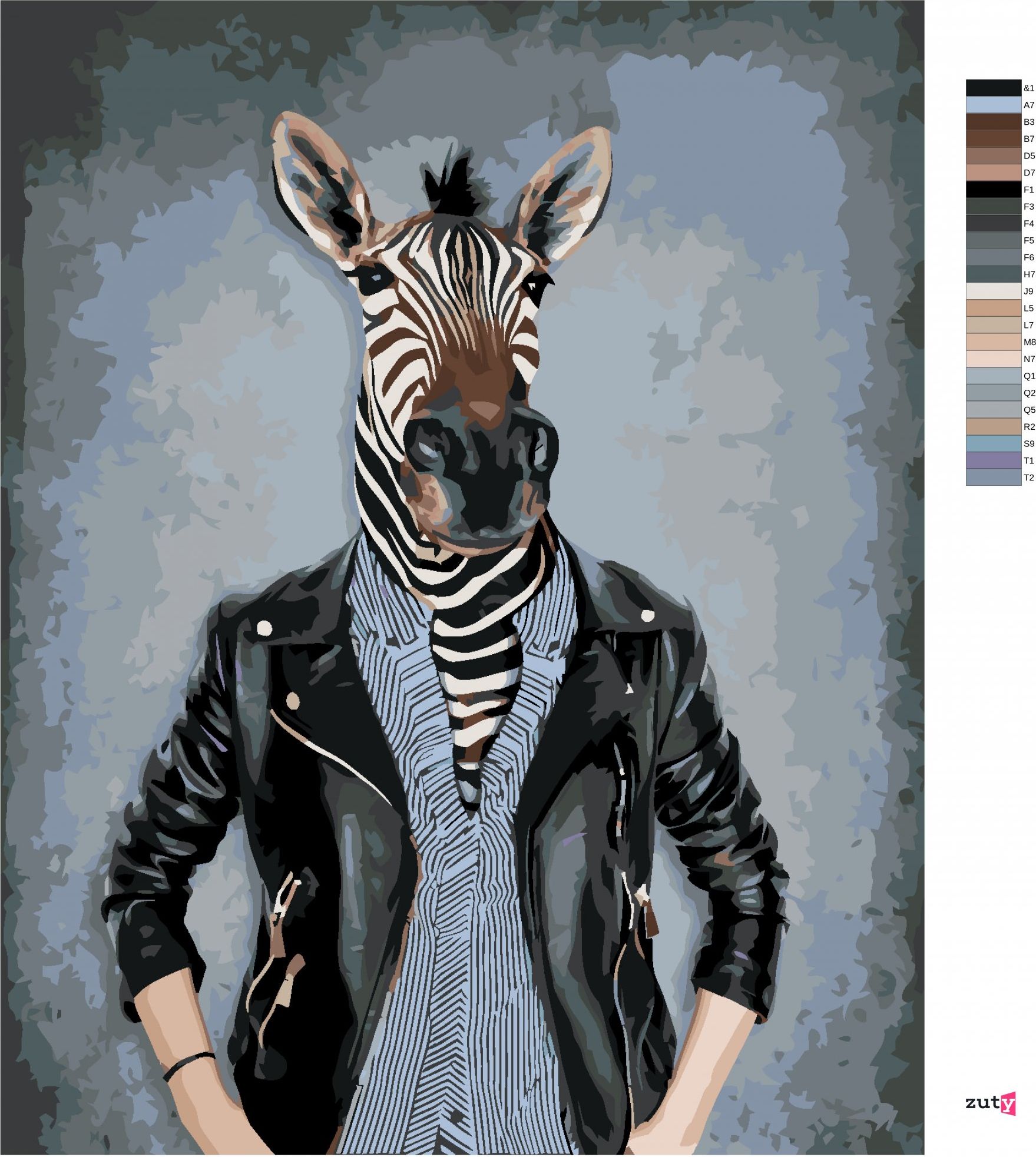 zuty Malování podle čísel - ZEBRA V OBLEČENÍ - Rozměr: 40x50 cm, Rámování: Varianta: bez rámu a bez vypnutí plátna - obrázek 4