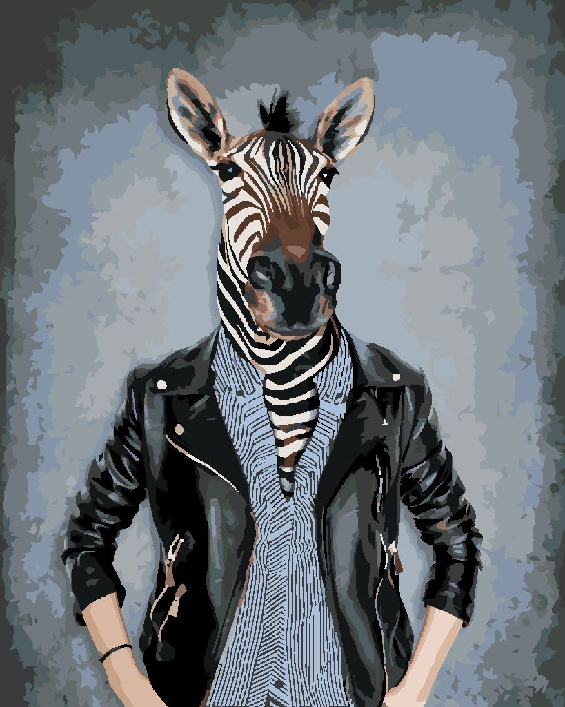 zuty Malování podle čísel - ZEBRA V OBLEČENÍ - Rozměr: 40x50 cm, Rámování: Varianta: bez rámu a bez vypnutí plátna - obrázek 10
