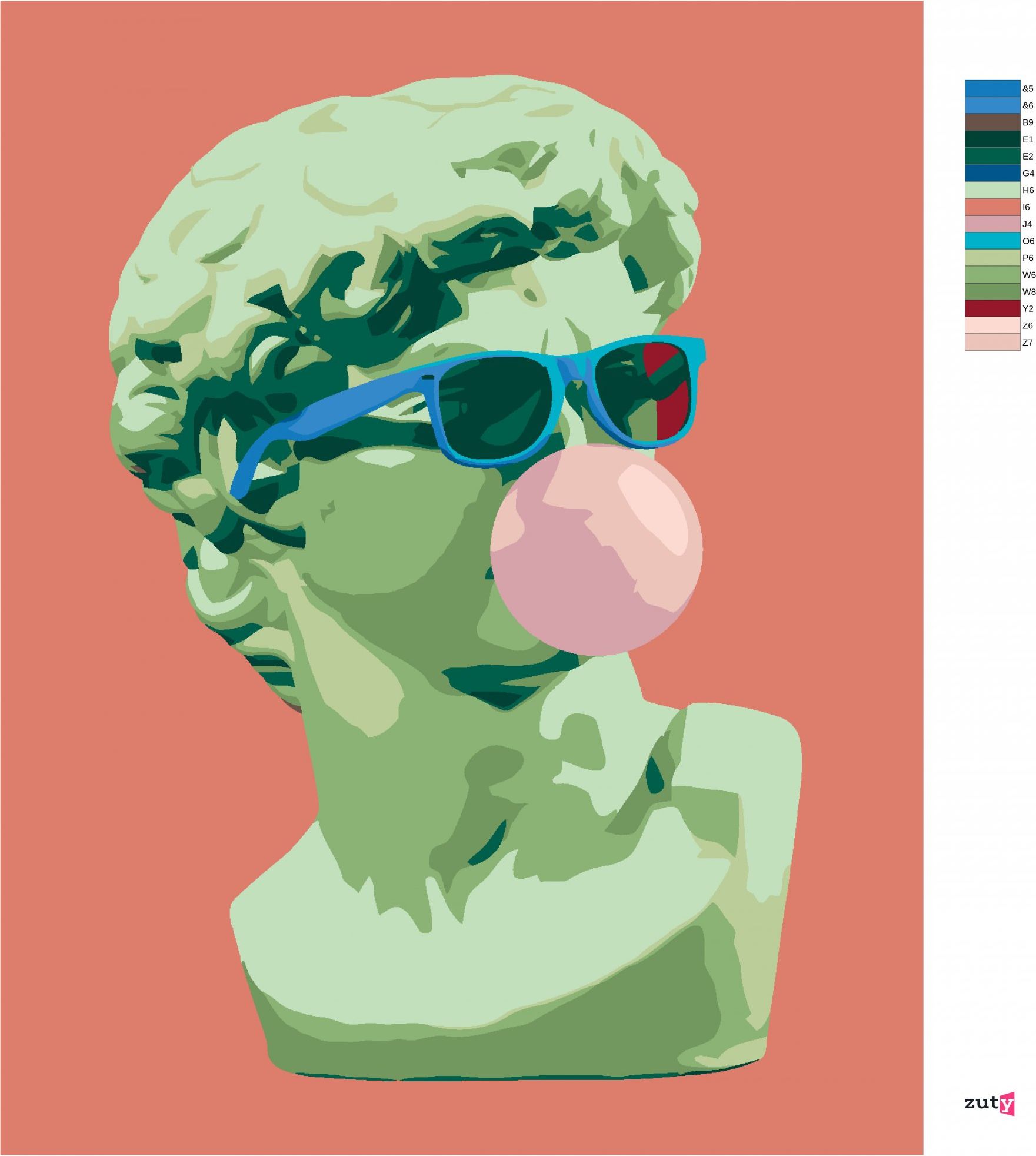 zuty Malování podle čísel - ANTICKÁ SOCHA S BUBLINOU - Rozměr: 40x50 cm, Rámování: Varianta: bez rámu a bez vypnutí plátna - obrázek 4