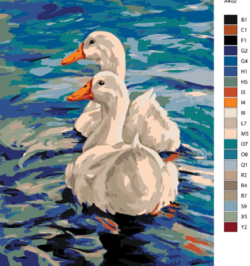 zuty Malování podle čísel - DVĚ KACHNY NA VODĚ - Rozměr: 40x50 cm, Rámování: Varianta: vypnuté plátno na rám - obrázek 2