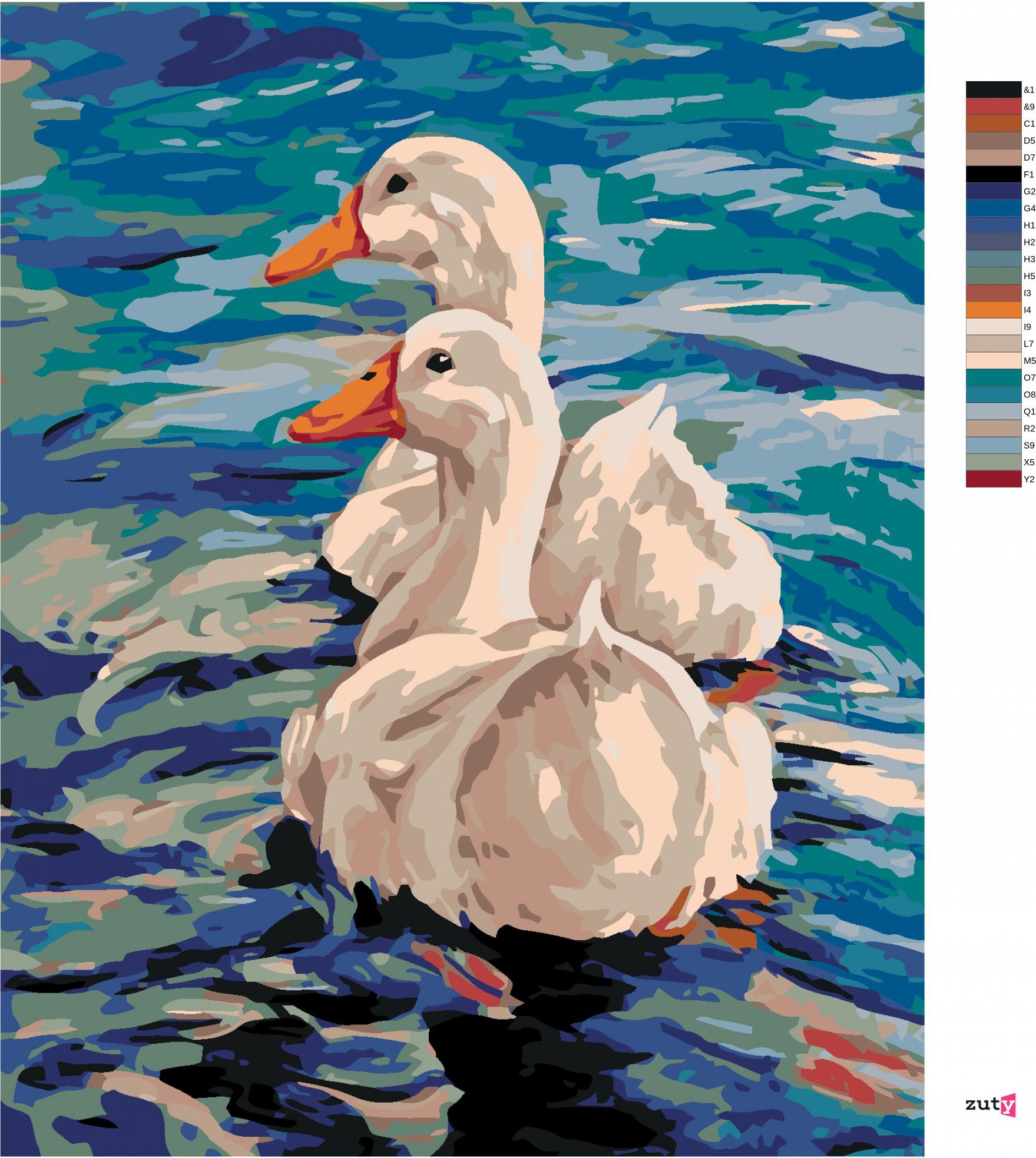 zuty Malování podle čísel - DVĚ KACHNY NA VODĚ - Rozměr: 40x50 cm, Rámování: Varianta: vypnuté plátno na rám - obrázek 4