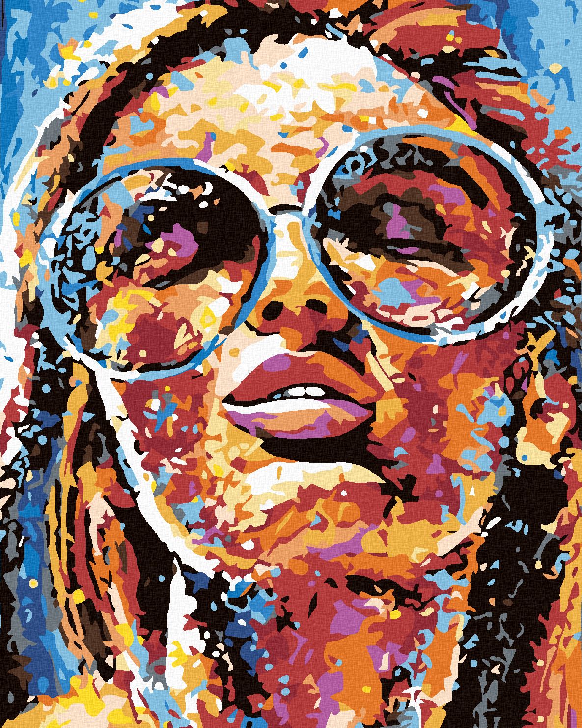 zuty Malování podle čísel - ŽENA V BARVÁCH A KULATÉ BRÝLE - Rozměr: 40x50 cm, Rámování: Varianta: bez rámu a bez vypnutí plátna - obrázek 1