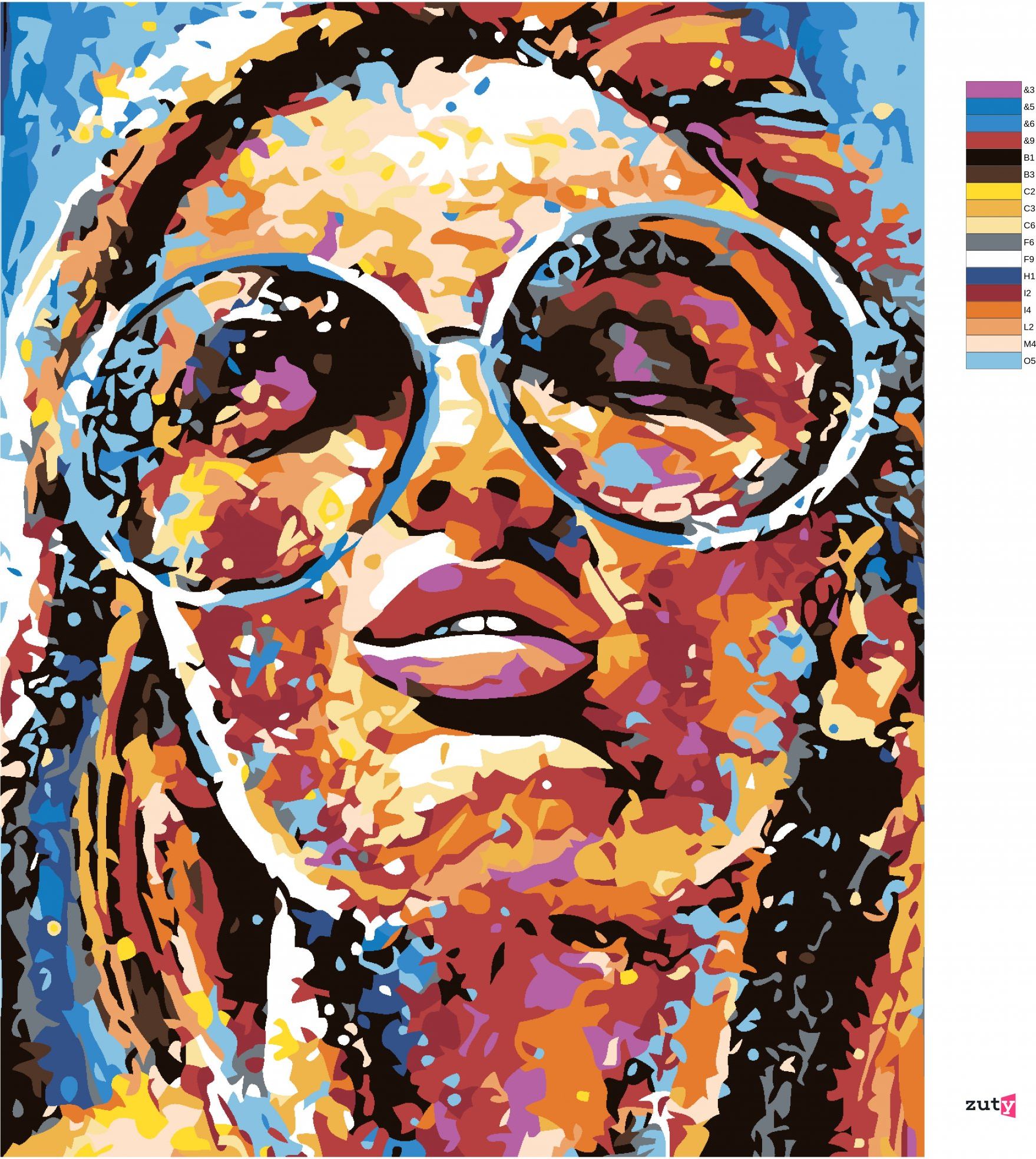 zuty Malování podle čísel - ŽENA V BARVÁCH A KULATÉ BRÝLE - Rozměr: 40x50 cm, Rámování: Varianta: bez rámu a bez vypnutí plátna - obrázek 10