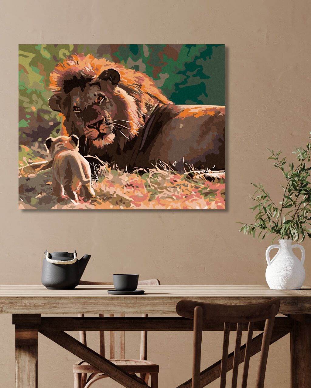zuty Malování podle čísel - LEV A LVÍČE - Rozměr: 40x50 cm, Rámování: Varianta: bez rámu a bez vypnutí plátna - obrázek 4