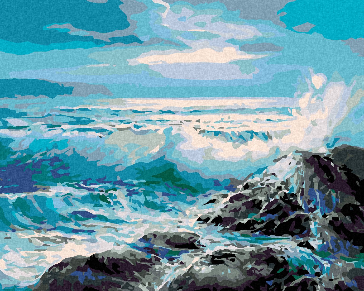 zuty Malování podle čísel - ROZBOUŘENÉ MOŘE - Rozměr: 40x50 cm, Rámování: Varianta: bez rámu a bez vypnutí plátna - obrázek 1