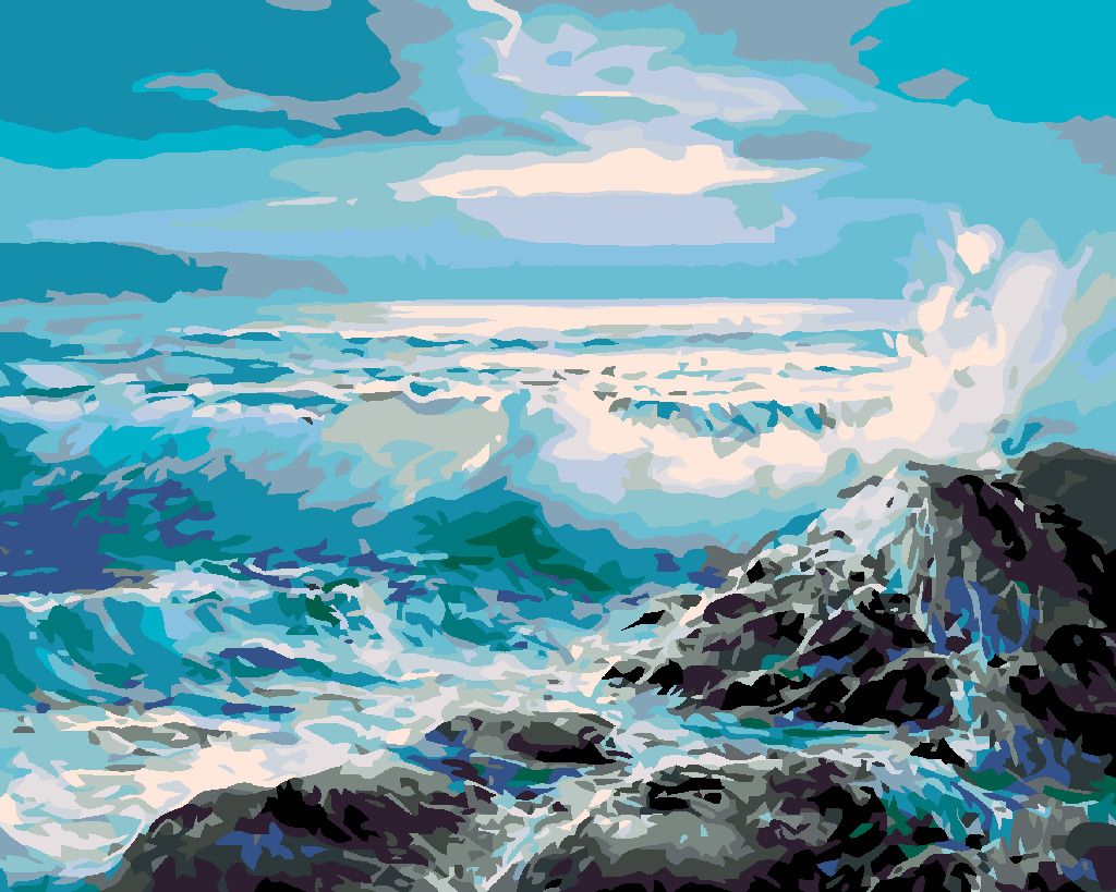 zuty Malování podle čísel - ROZBOUŘENÉ MOŘE - Rozměr: 40x50 cm, Rámování: Varianta: bez rámu a bez vypnutí plátna - obrázek 5