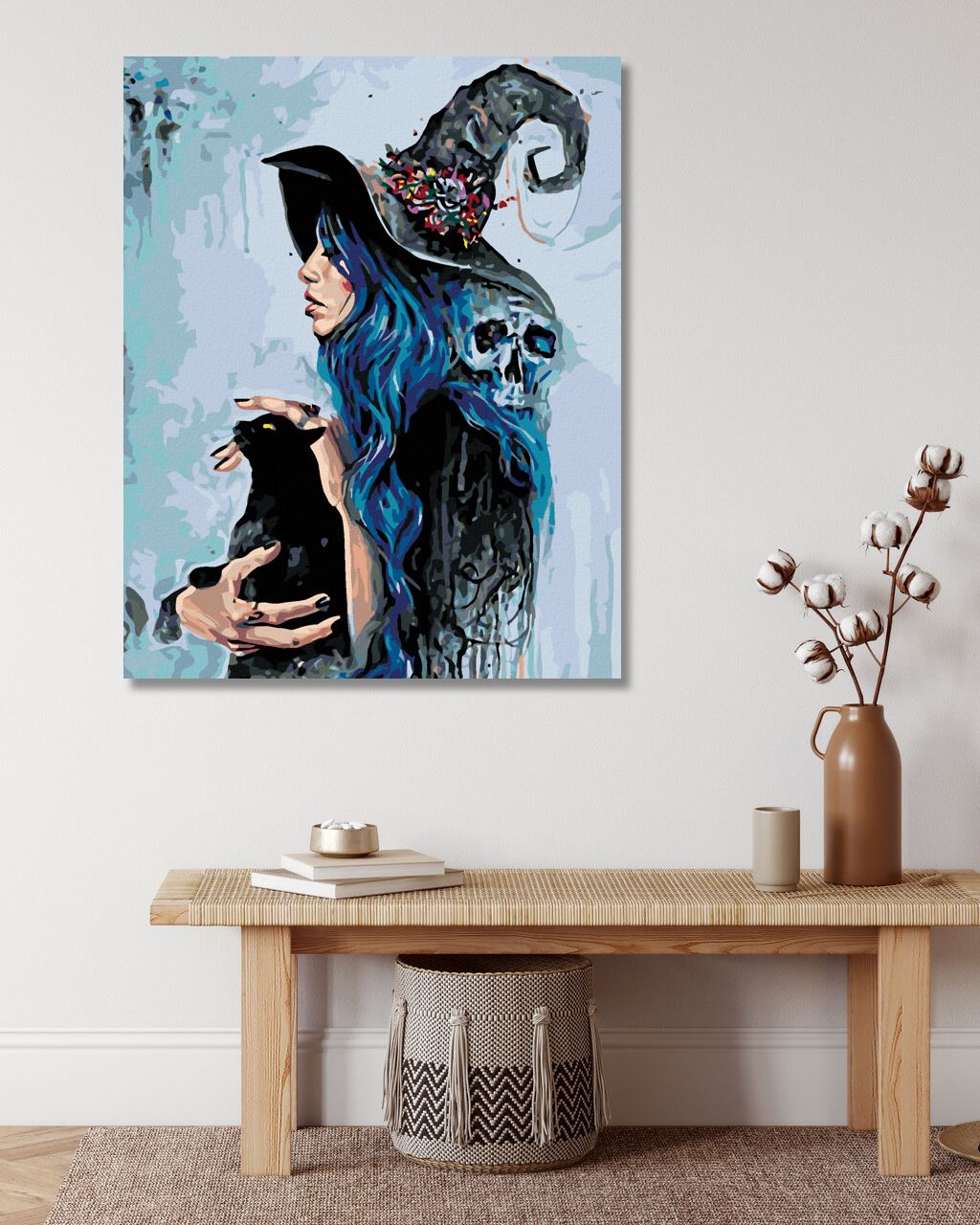 zuty Malování podle čísel - ČARODĚJKA S ČERNOU KOČKOU - Rozměr: 40x50 cm, Rámování: Varianta: vypnuté plátno na rám - obrázek 10