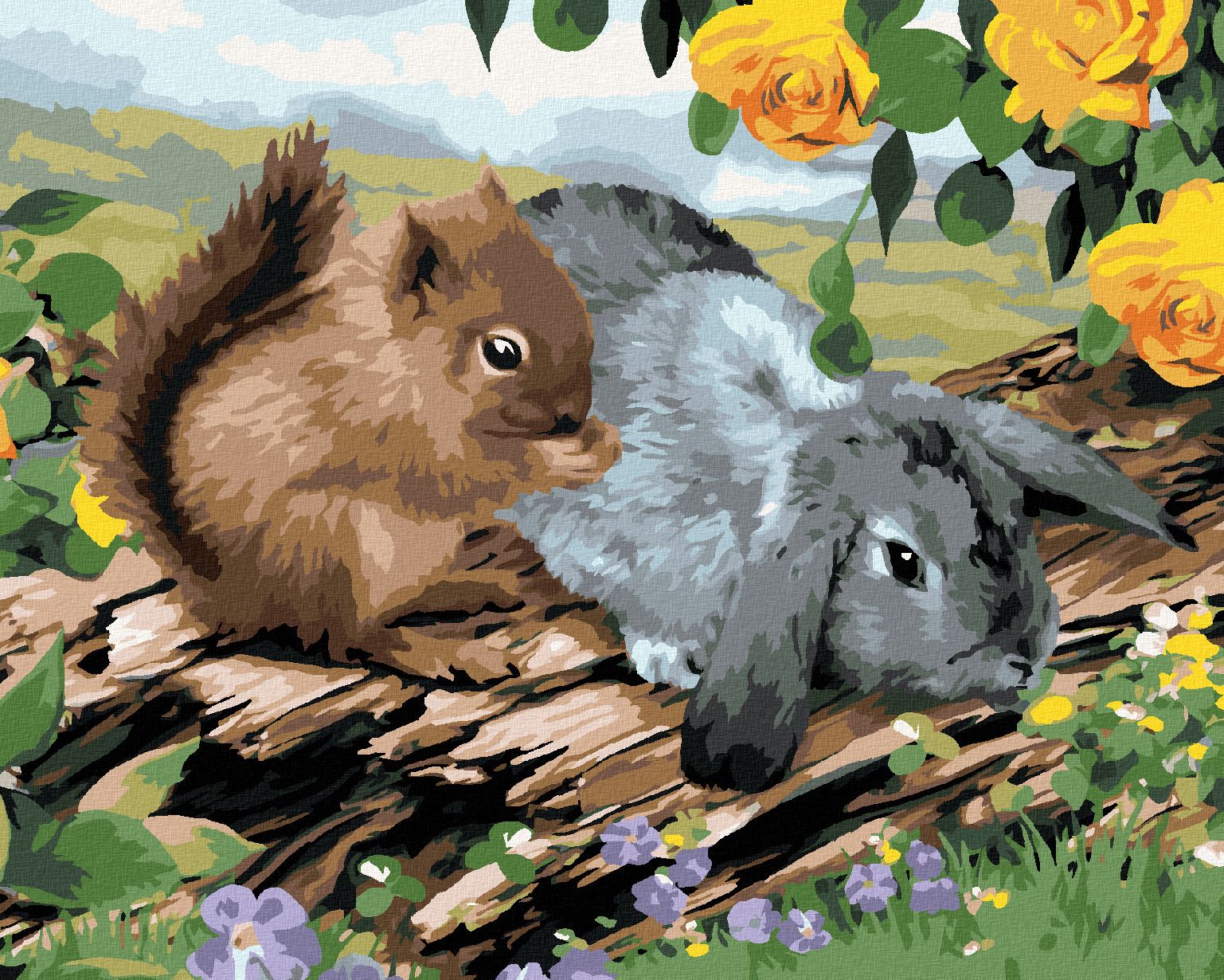 zuty Malování podle čísel - VEVERKA A KRÁLÍK NA PAŘEZU (HOWARD ROBINSON) - Rozměr: 40x50 cm, Rámování: Varianta: bez rámu a bez vypnutí plátna - obrázek 1