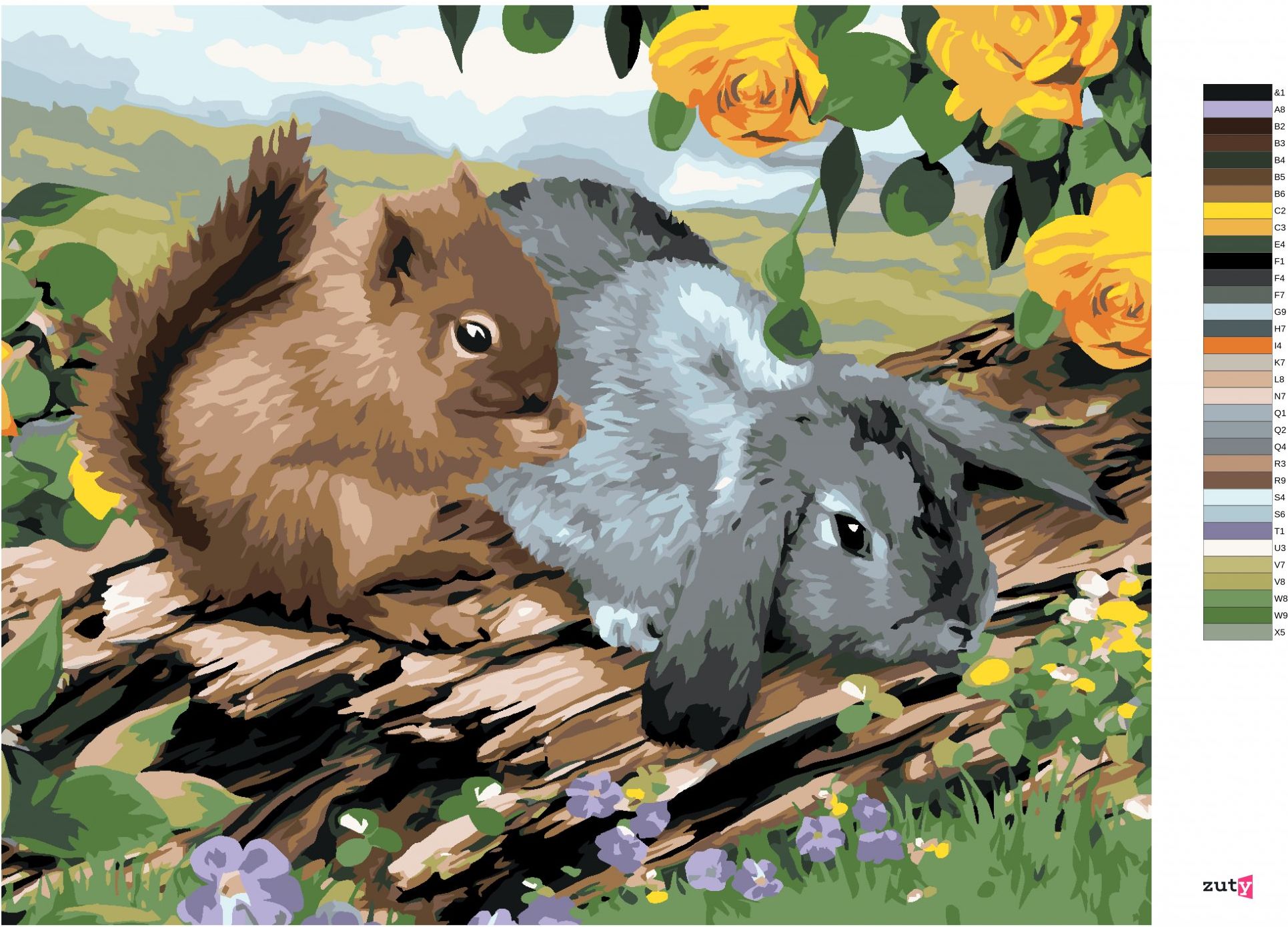 zuty Malování podle čísel - VEVERKA A KRÁLÍK NA PAŘEZU (HOWARD ROBINSON) - Rozměr: 40x50 cm, Rámování: Varianta: bez rámu a bez vypnutí plátna - obrázek 6