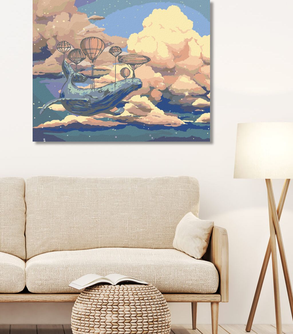 zuty Malování podle čísel - LÉTAJÍCÍ VELRYBA - Rozměr: 40x50 cm, Rámování: Varianta: vypnuté plátno na rám - obrázek 4