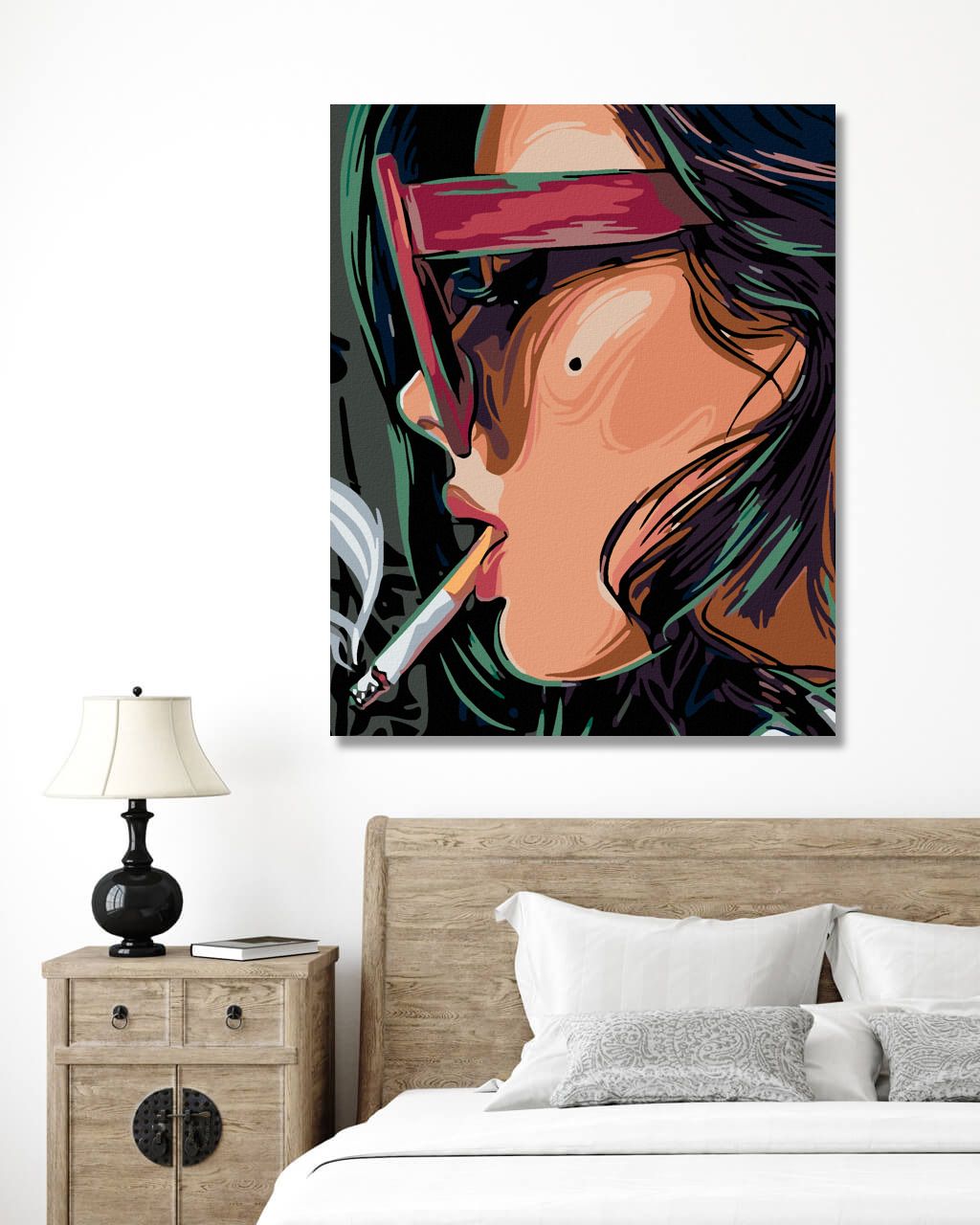 zuty Malování podle čísel - ŽENA S CIGARETOU A PIHOU - Rozměr: 40x50 cm, Rámování: Varianta: bez rámu a bez vypnutí plátna - obrázek 4