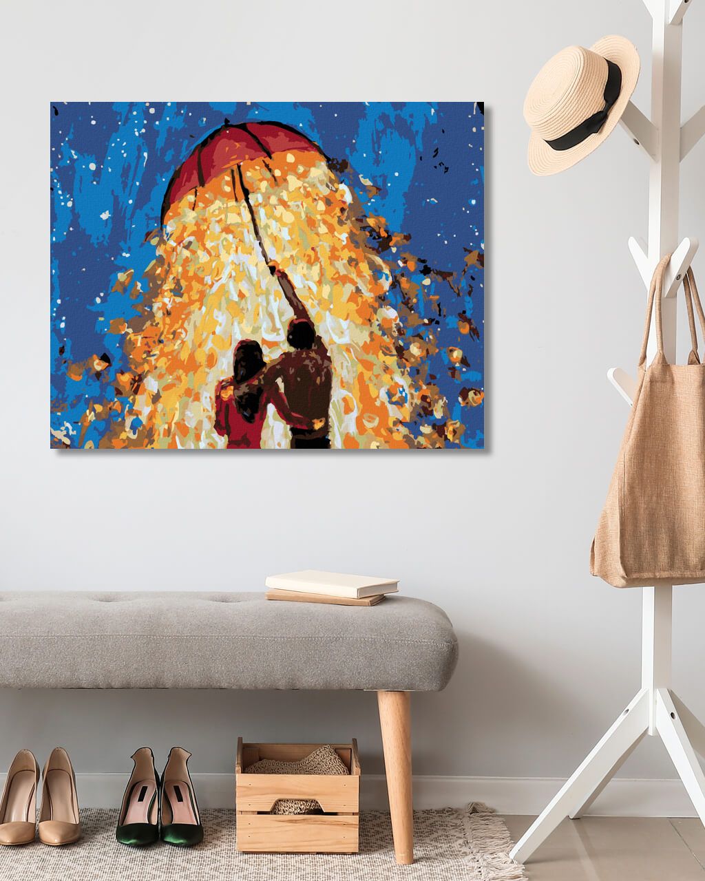 zuty Malování podle čísel - MUŽ A ŽENA POD ZÁŘÍCÍM DEŠTNÍKEM - Rozměr: 40x50 cm, Rámování: Varianta: vypnuté plátno na rám - obrázek 10