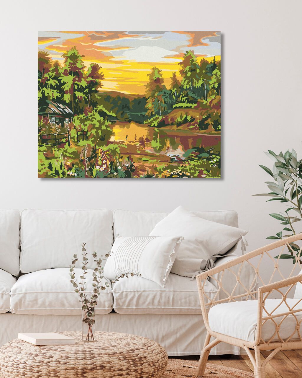 zuty Malování podle čísel - MALÝ SRUB U ŘEKY - Rozměr: 40x50 cm, Rámování: Varianta: vypnuté plátno na rám - obrázek 2