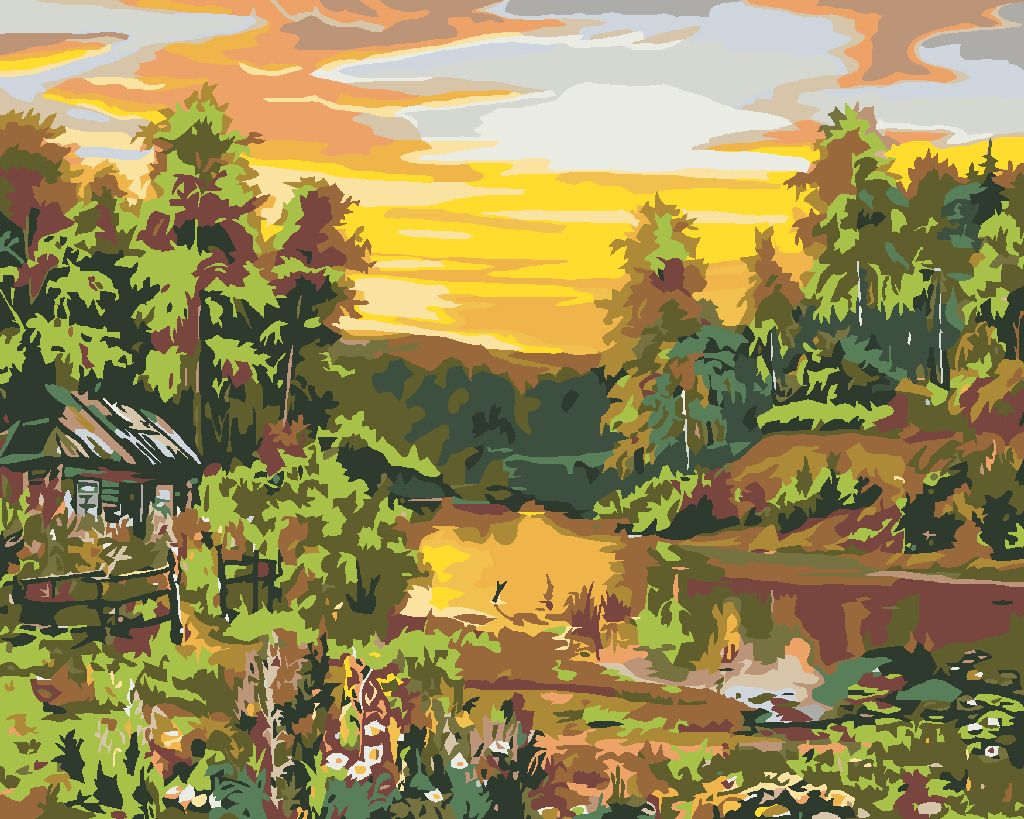 zuty Malování podle čísel - MALÝ SRUB U ŘEKY - Rozměr: 40x50 cm, Rámování: Varianta: vypnuté plátno na rám - obrázek 3